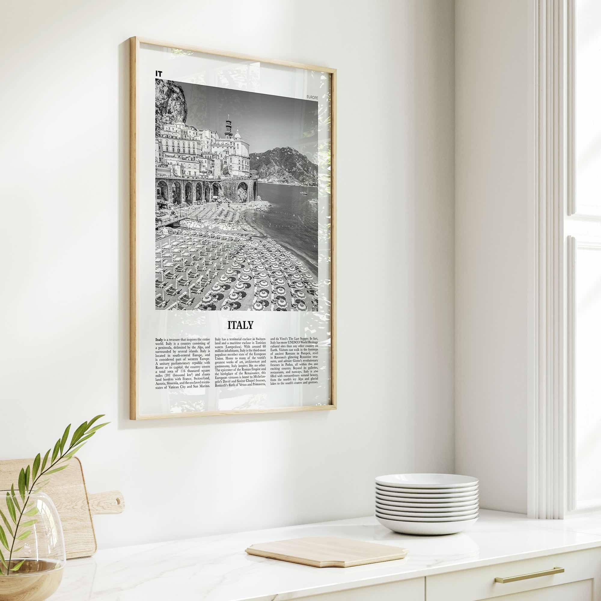 Italy Print Black and White No 2, Italy Wall Art, Italy Poster, Italy Photo, Italy Wall Décor, Italy Map, Europe