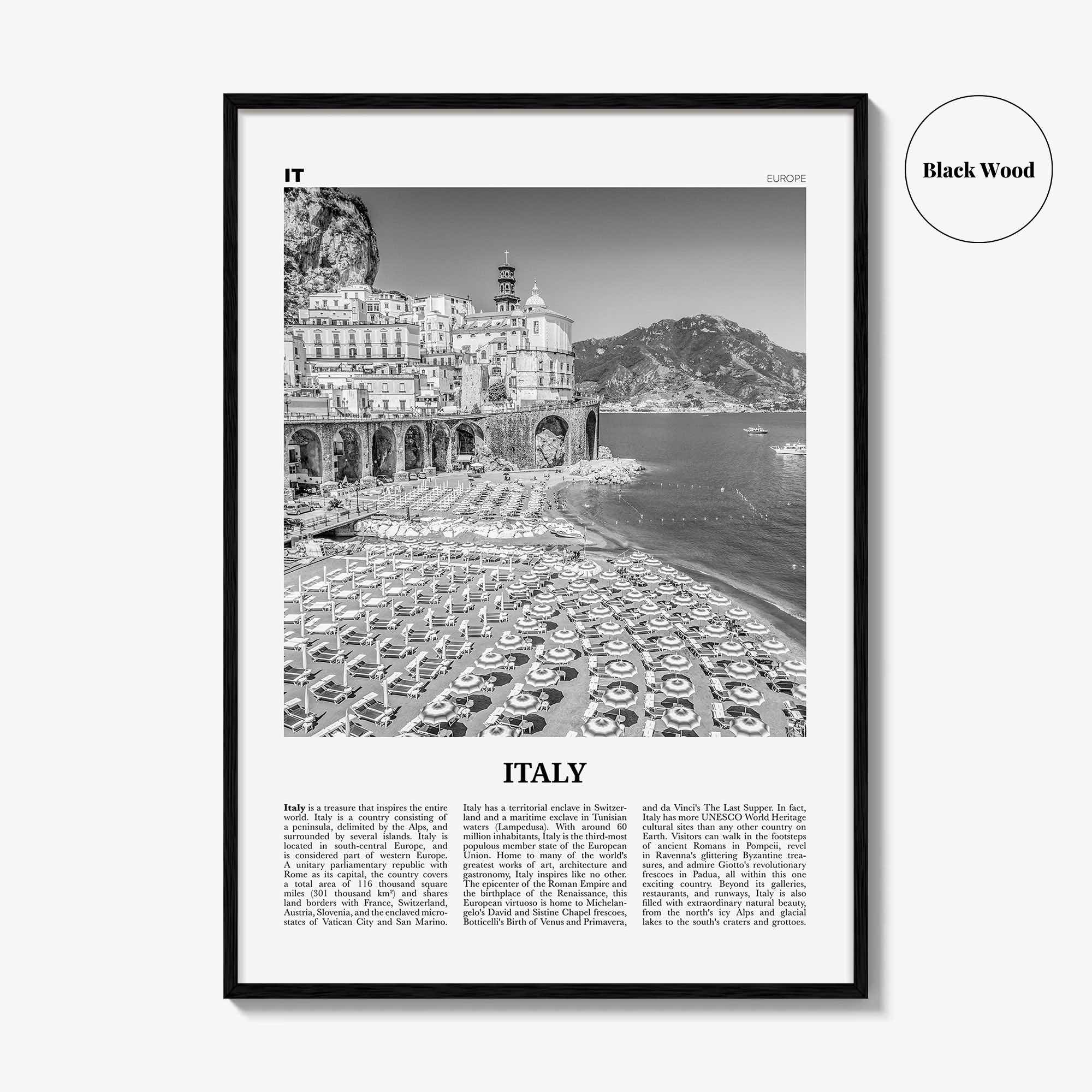 Italy Print Black and White No 2, Italy Wall Art, Italy Poster, Italy Photo, Italy Wall Décor, Italy Map, Europe