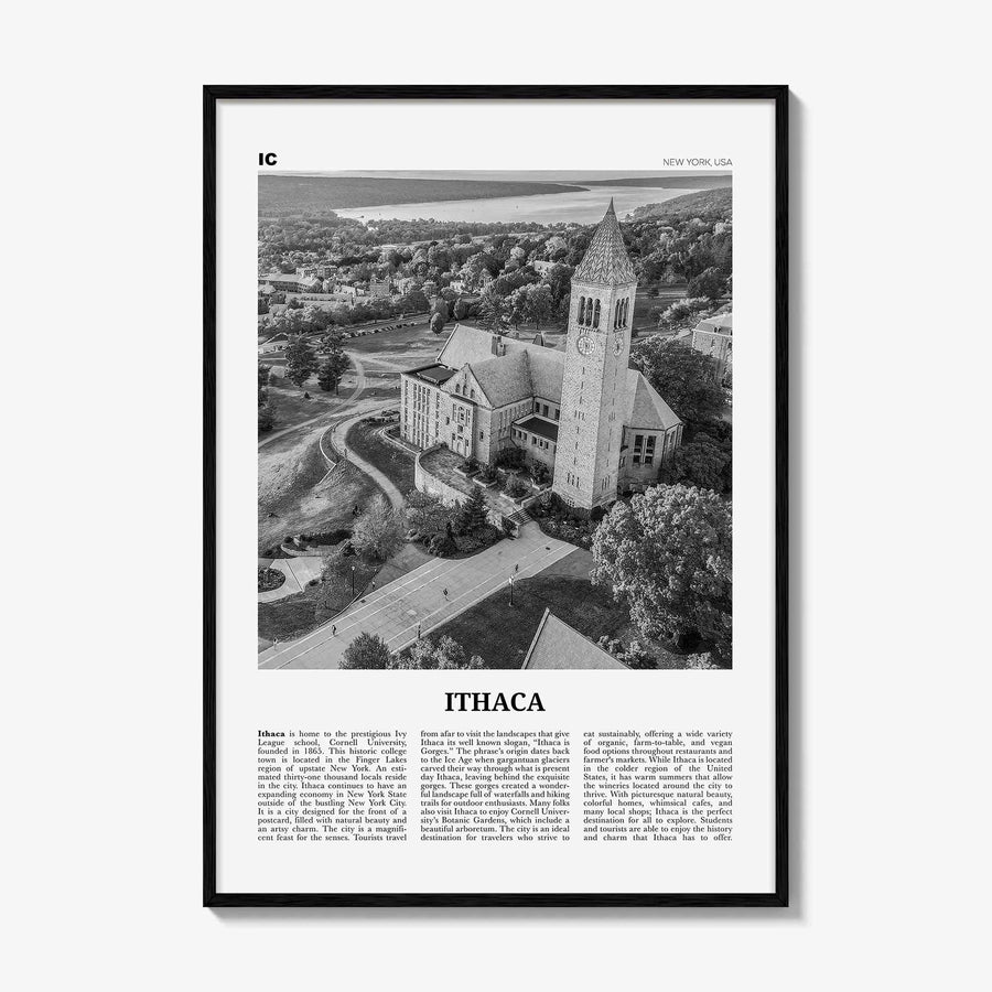 Ithaca Print Black and White, Ithaca Wall Art, Ithaca Poster, Ithaca Photo, Ithaca Wall Décor, New York, USA, United States, North America