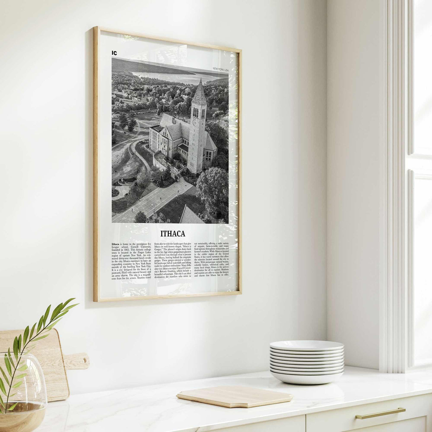 Ithaca Print Black and White, Ithaca Wall Art, Ithaca Poster, Ithaca Photo, Ithaca Wall Décor, New York, USA, United States, North America
