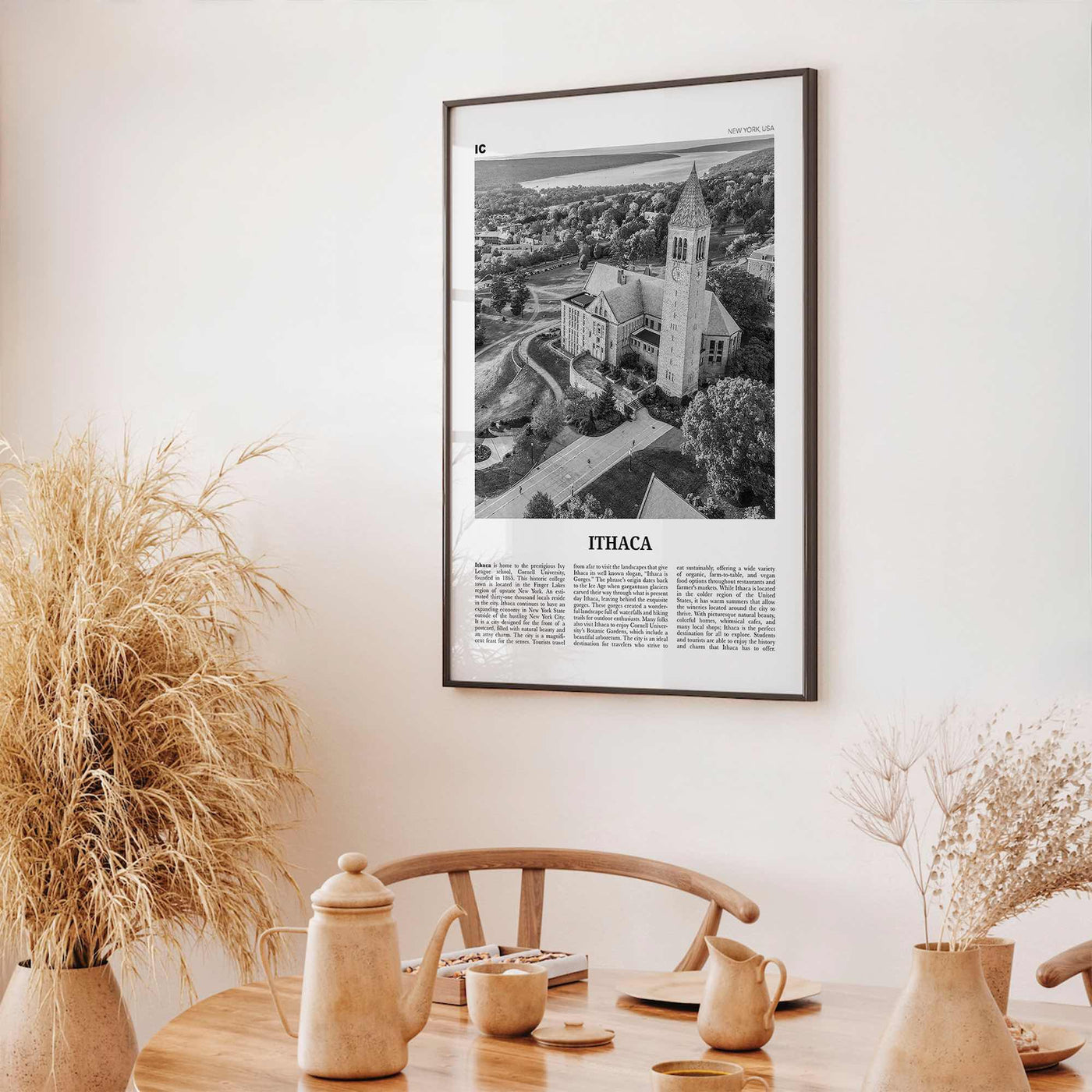 Ithaca Print Black and White, Ithaca Wall Art, Ithaca Poster, Ithaca Photo, Ithaca Wall Décor, New York, USA, United States, North America