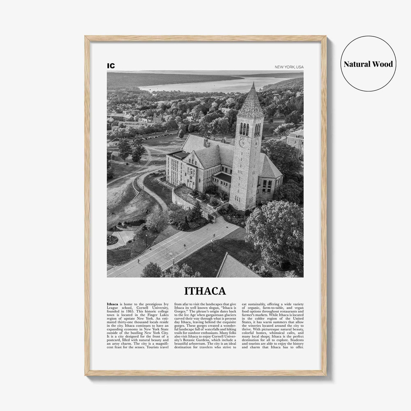 Ithaca Print Black and White, Ithaca Wall Art, Ithaca Poster, Ithaca Photo, Ithaca Wall Décor, New York, USA, United States, North America