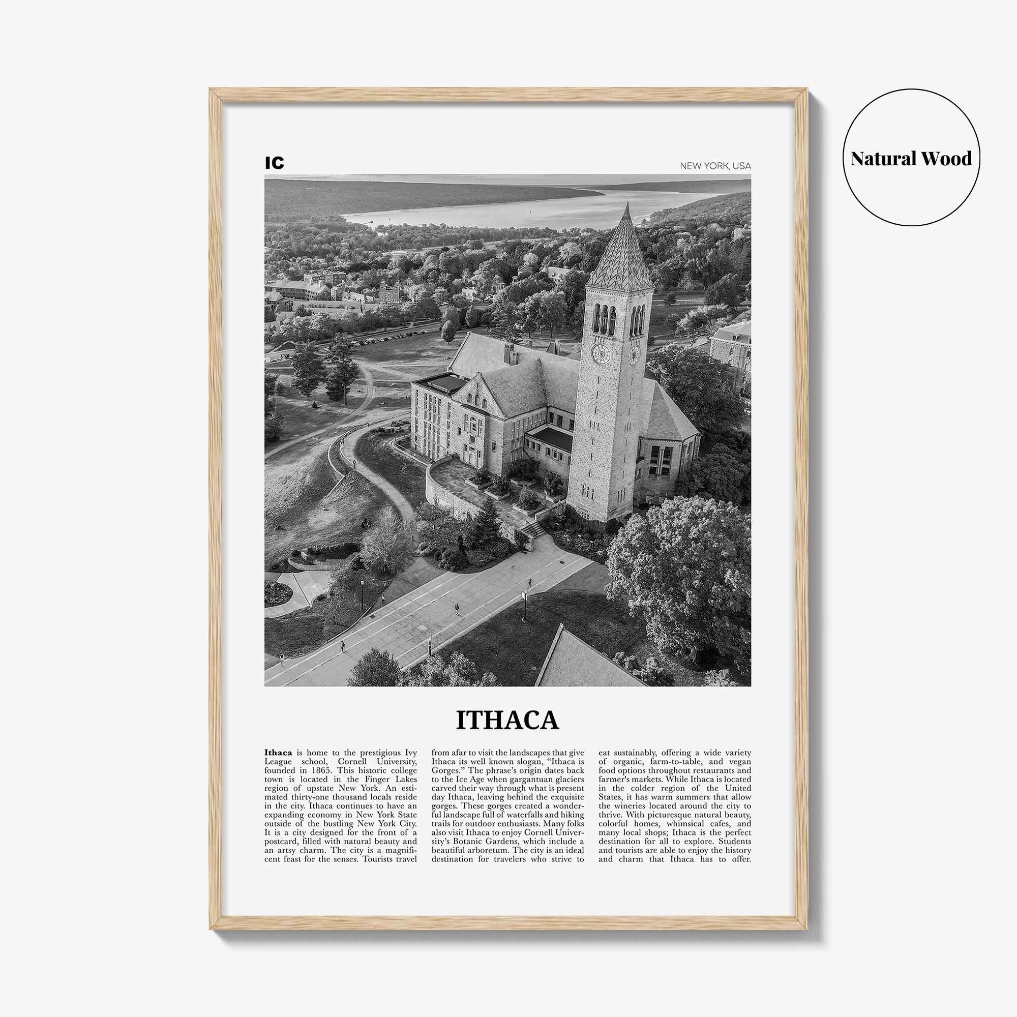Ithaca Print Black and White, Ithaca Wall Art, Ithaca Poster, Ithaca Photo, Ithaca Wall Décor, New York, USA, United States, North America