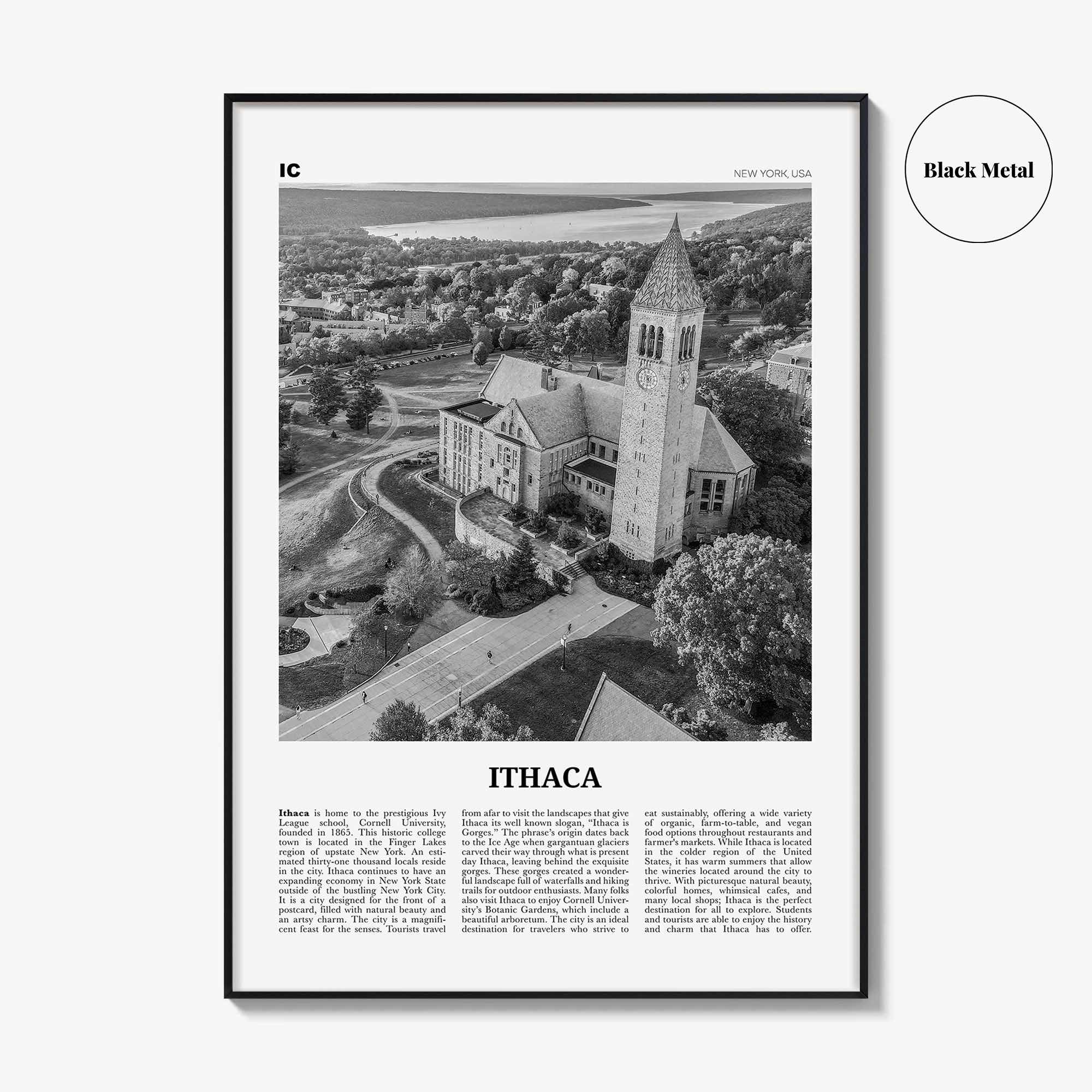 Ithaca Print Black and White, Ithaca Wall Art, Ithaca Poster, Ithaca Photo, Ithaca Wall Décor, New York, USA, United States, North America