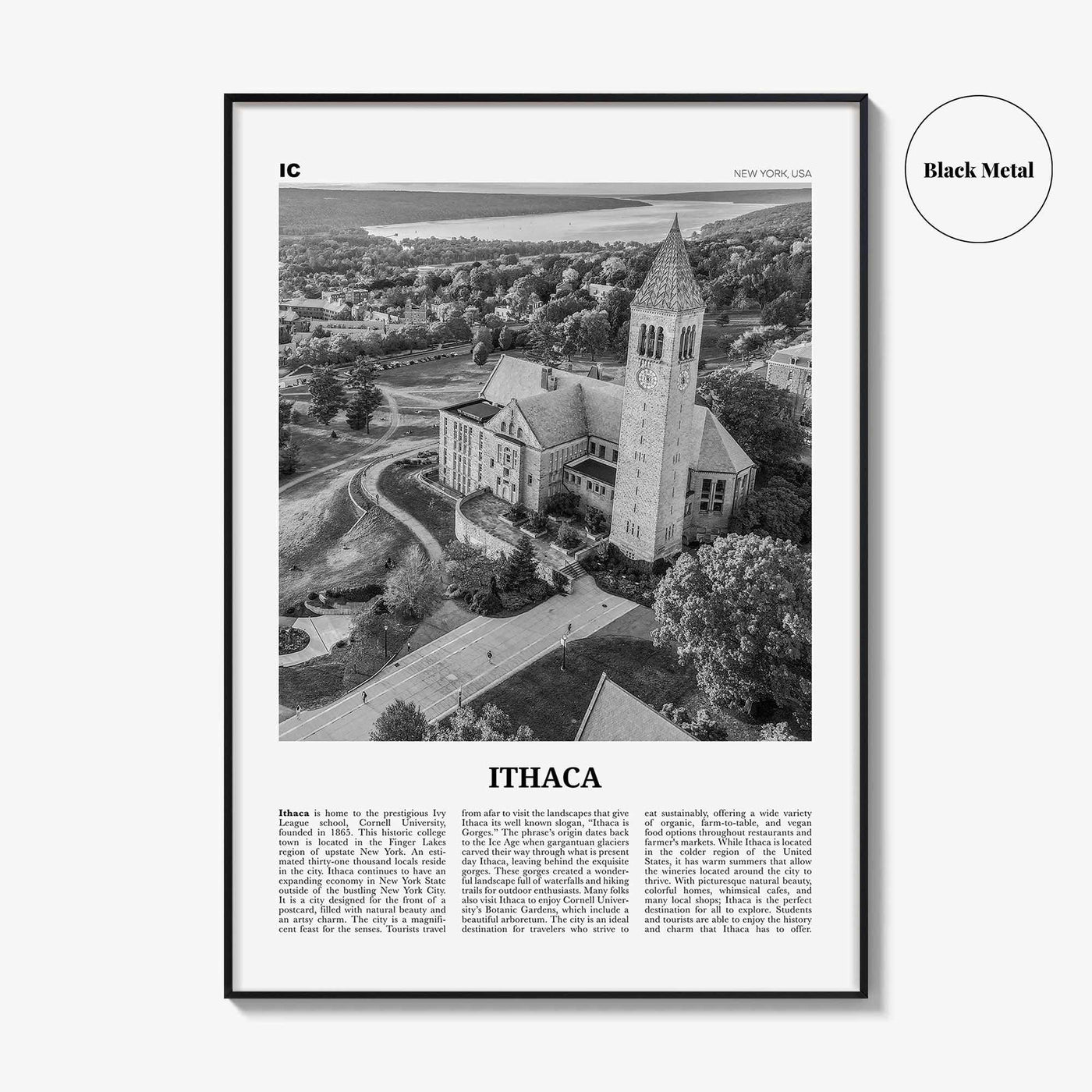 Ithaca Print Black and White, Ithaca Wall Art, Ithaca Poster, Ithaca Photo, Ithaca Wall Décor, New York, USA, United States, North America