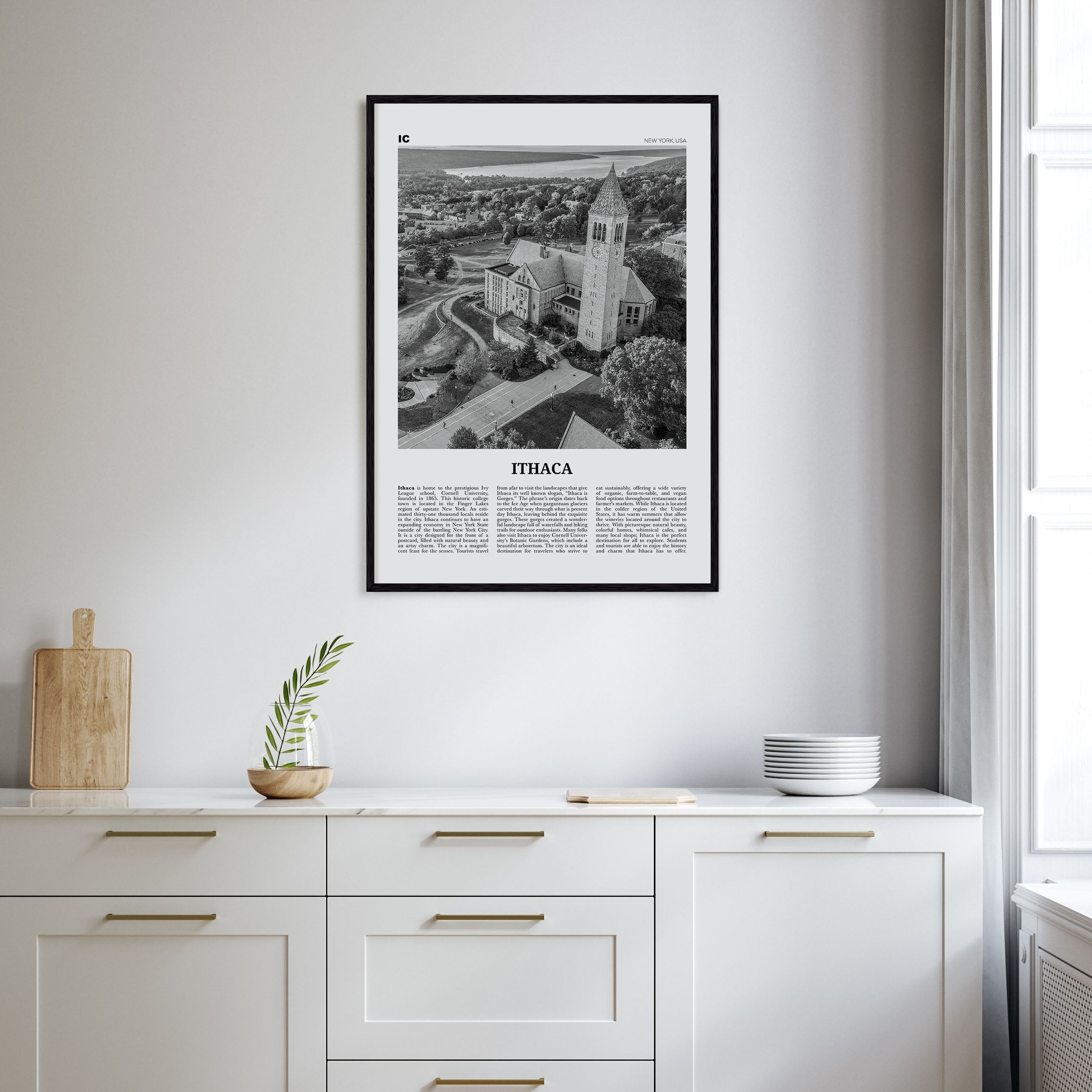 Ithaca Travel B&W Poster
