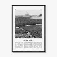 Ivory Coast Print Black and White, Ivory Coast Wall Art, Ivory Coast Poster, Ivory Coast Photo, Ivory Coast Wall Décor, Ivory Map, Africa