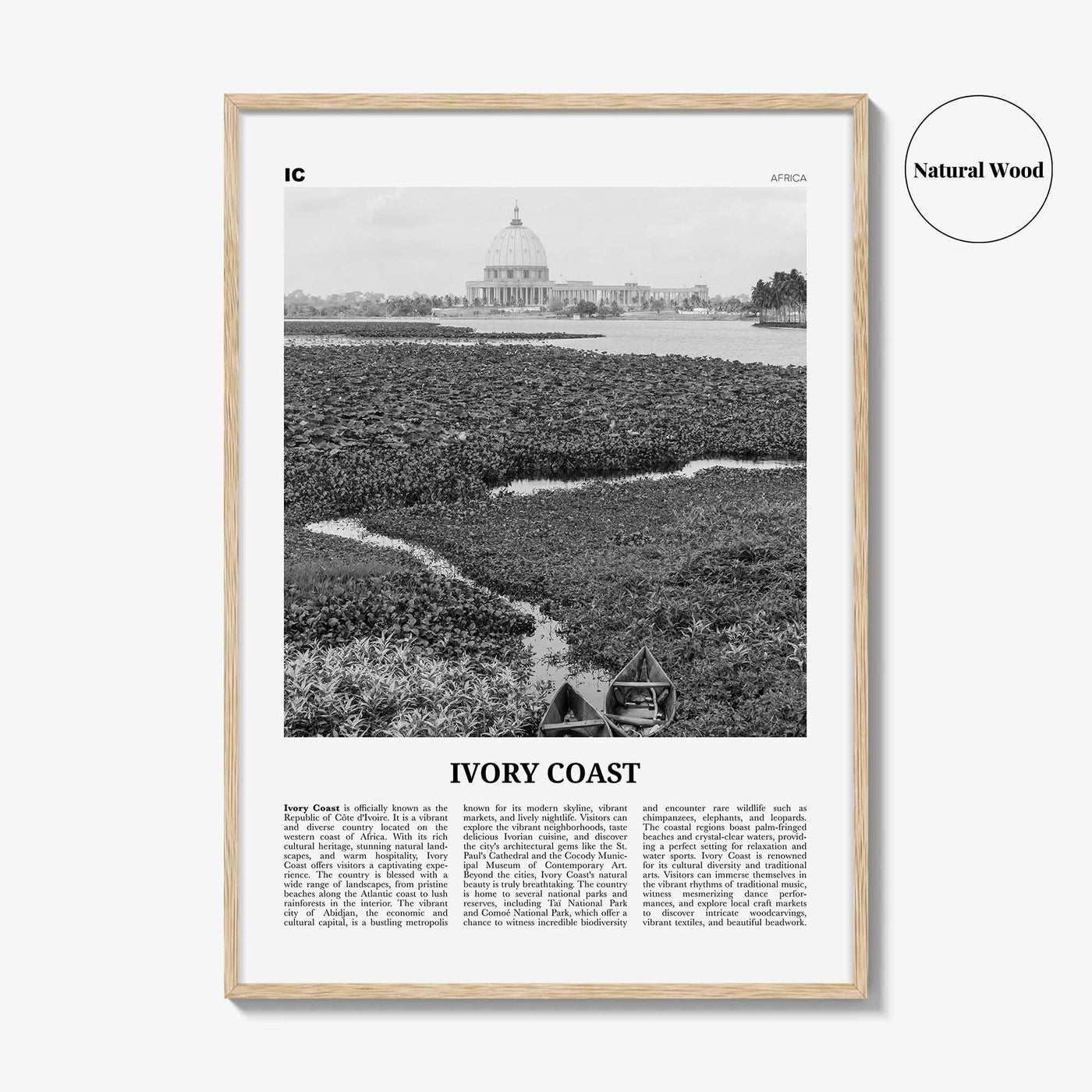 Ivory Coast Print Black and White, Ivory Coast Wall Art, Ivory Coast Poster, Ivory Coast Photo, Ivory Coast Wall Décor, Ivory Map, Africa