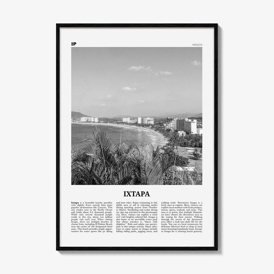 Ixtapa Print Black and White, Ixtapa Wall Art, Ixtapa Poster, Ixtapa Photo, Ixtapa Wall Décor, Ixtapa Map, Mexico