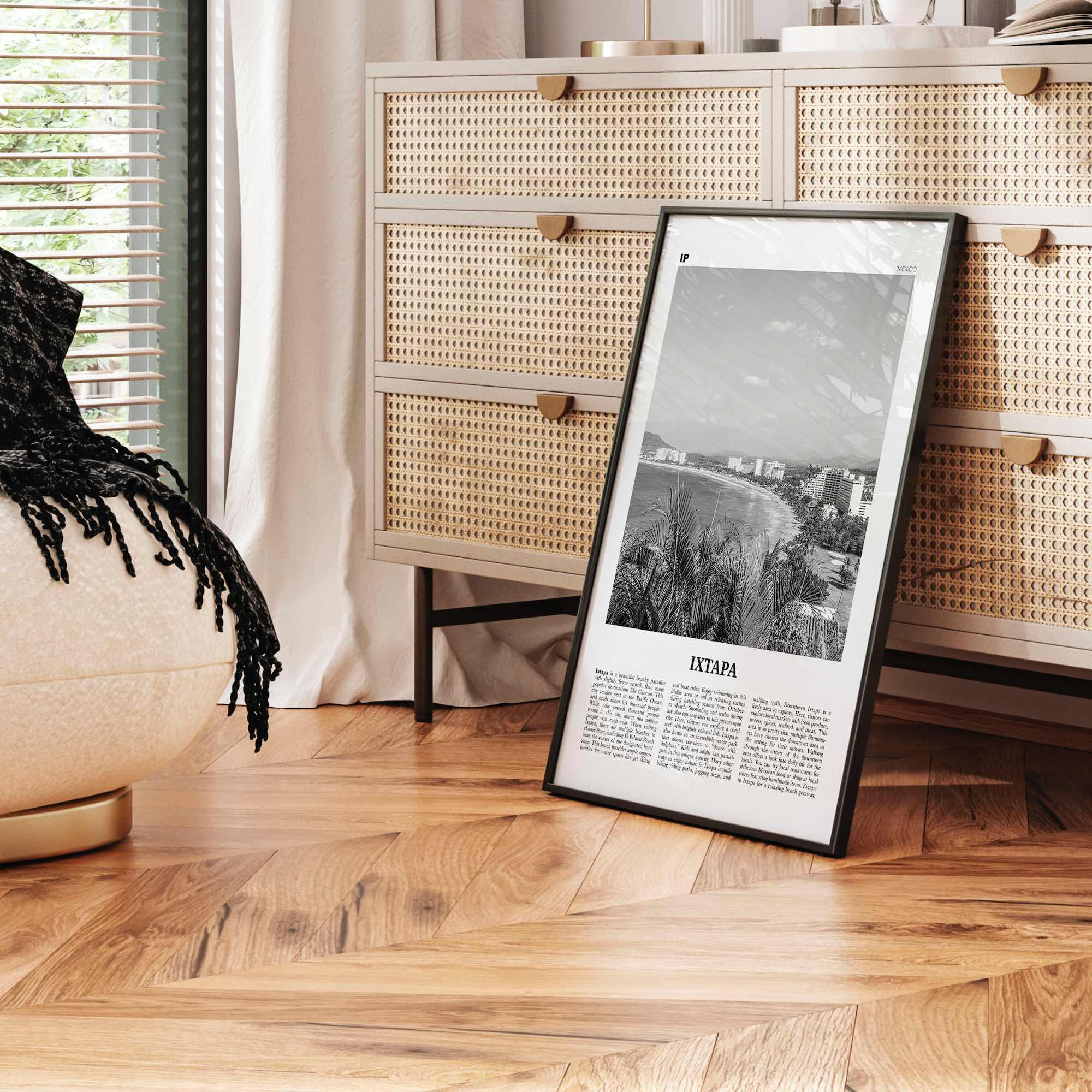 Ixtapa Print Black and White, Ixtapa Wall Art, Ixtapa Poster, Ixtapa Photo, Ixtapa Wall Décor, Ixtapa Map, Mexico