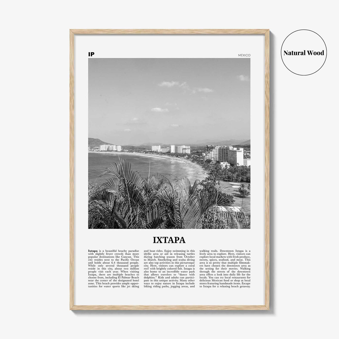 Ixtapa Print Black and White, Ixtapa Wall Art, Ixtapa Poster, Ixtapa Photo, Ixtapa Wall Décor, Ixtapa Map, Mexico