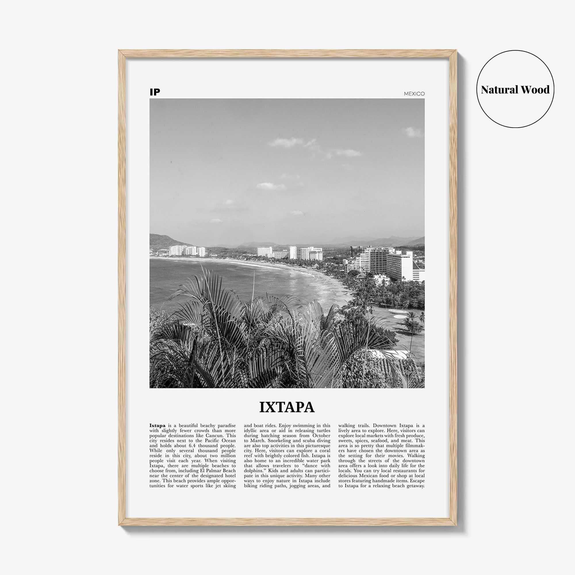 Ixtapa Print Black and White, Ixtapa Wall Art, Ixtapa Poster, Ixtapa Photo, Ixtapa Wall Décor, Ixtapa Map, Mexico