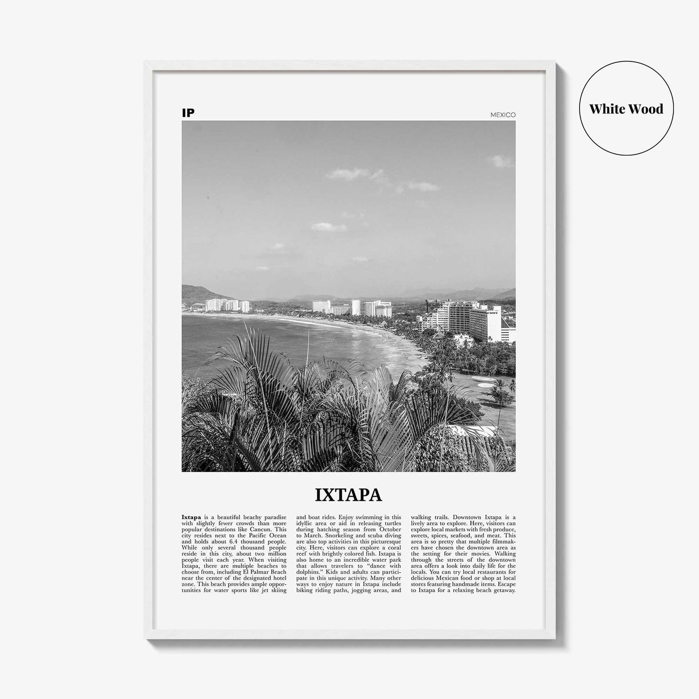 Ixtapa Print Black and White, Ixtapa Wall Art, Ixtapa Poster, Ixtapa Photo, Ixtapa Wall Décor, Ixtapa Map, Mexico