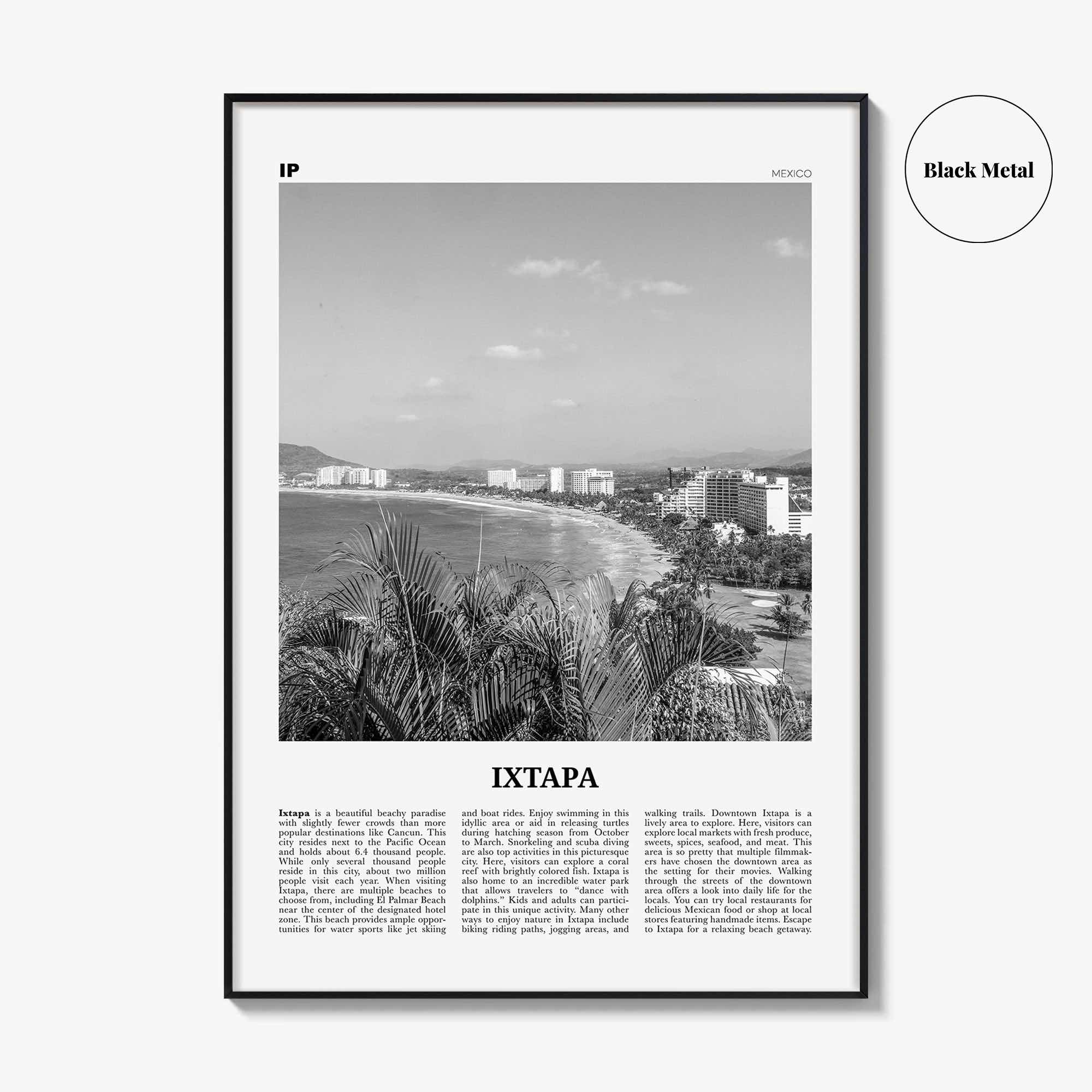 Ixtapa Print Black and White, Ixtapa Wall Art, Ixtapa Poster, Ixtapa Photo, Ixtapa Wall Décor, Ixtapa Map, Mexico
