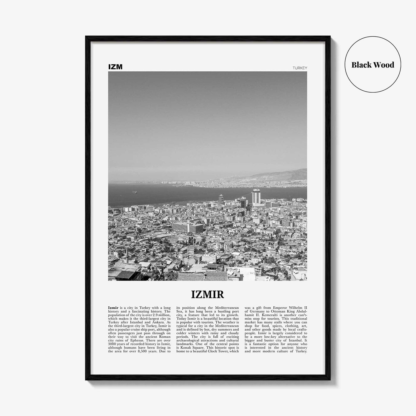 Izmir Print Black and White, Izmir Wall Art, Izmir Poster, Izmir Photo, Izmir Wall Décor, İzmir, Turkey, Aegean