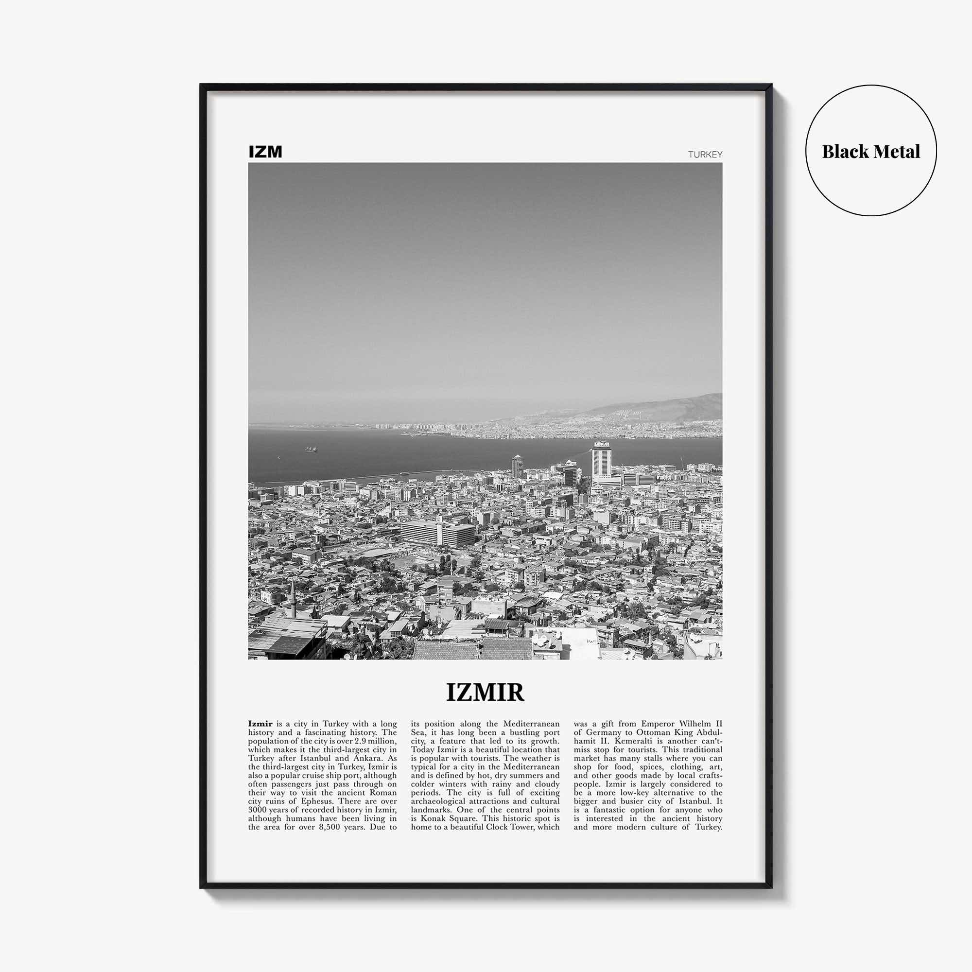 Izmir Print Black and White, Izmir Wall Art, Izmir Poster, Izmir Photo, Izmir Wall Décor, İzmir, Turkey, Aegean
