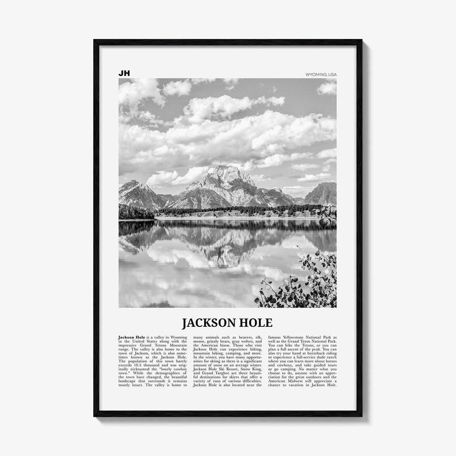 Jackson Hole Print Black and White, Jackson Hole Wall Art, Jackson Hole Poster, Jackson Hole Photo, Wyoming, USA, United States