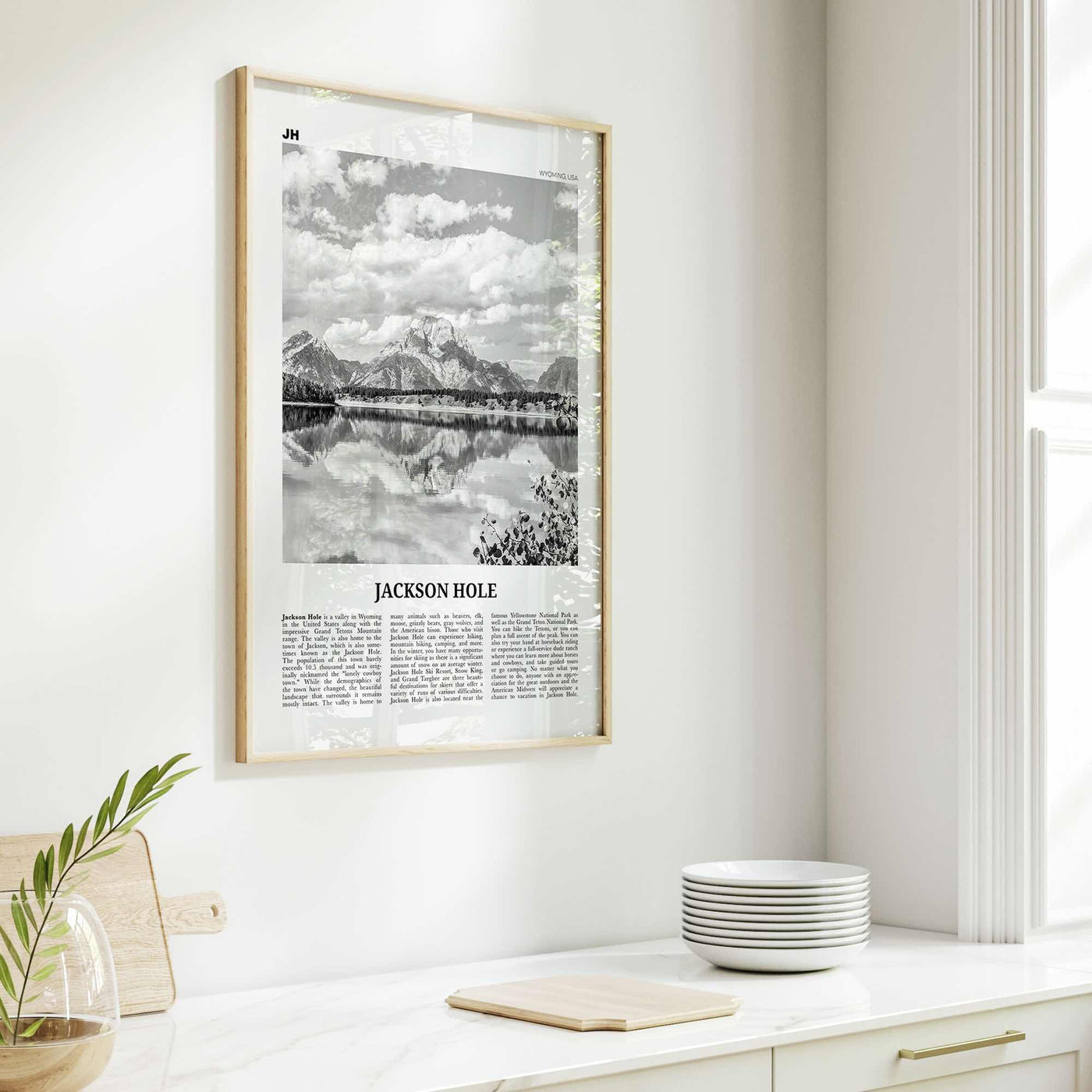 Jackson Hole Print Black and White, Jackson Hole Wall Art, Jackson Hole Poster, Jackson Hole Photo, Wyoming, USA, United States