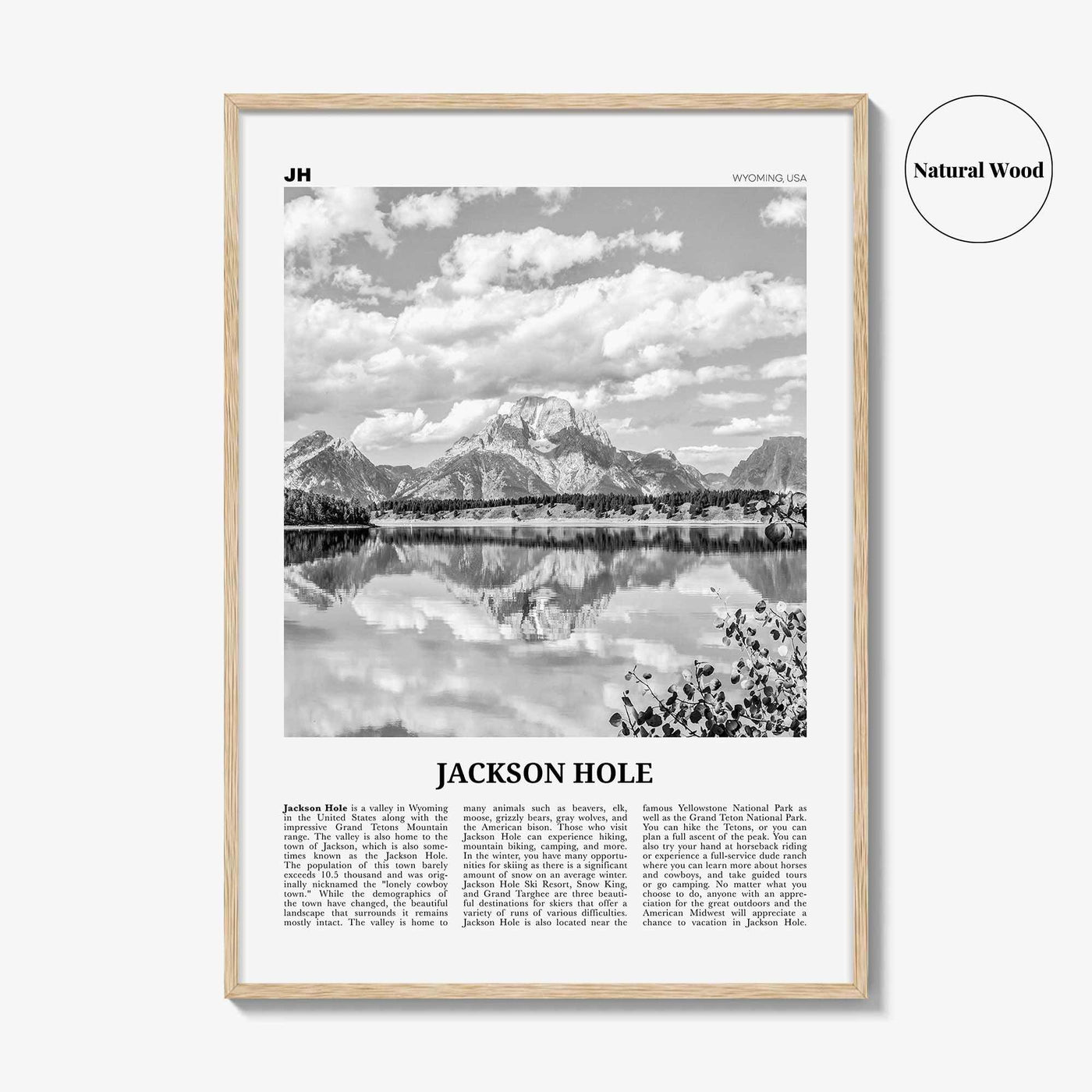 Jackson Hole Print Black and White, Jackson Hole Wall Art, Jackson Hole Poster, Jackson Hole Photo, Wyoming, USA, United States