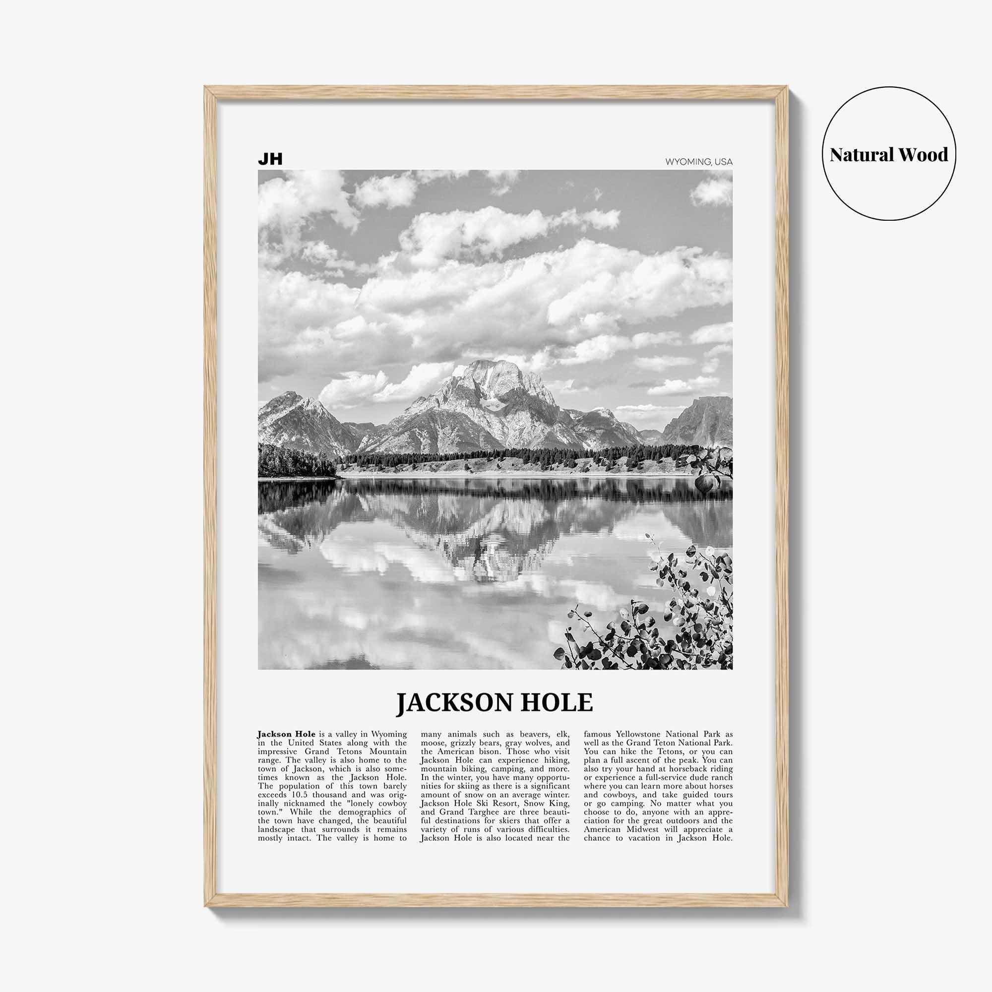 Jackson Hole Print Black and White, Jackson Hole Wall Art, Jackson Hole Poster, Jackson Hole Photo, Wyoming, USA, United States