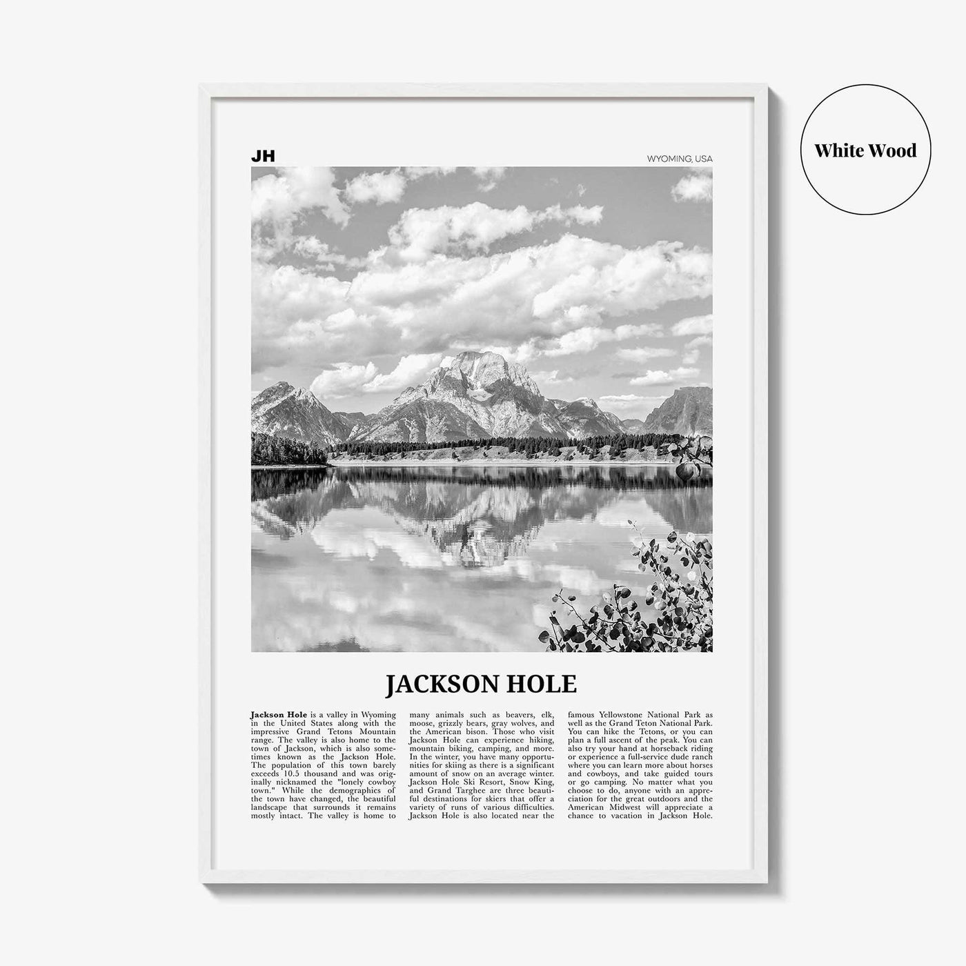Jackson Hole Print Black and White, Jackson Hole Wall Art, Jackson Hole Poster, Jackson Hole Photo, Wyoming, USA, United States