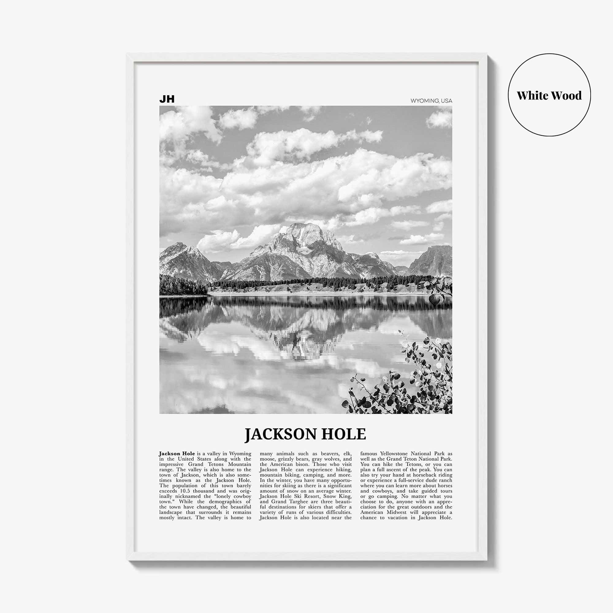 Jackson Hole Print Black and White, Jackson Hole Wall Art, Jackson Hole Poster, Jackson Hole Photo, Wyoming, USA, United States