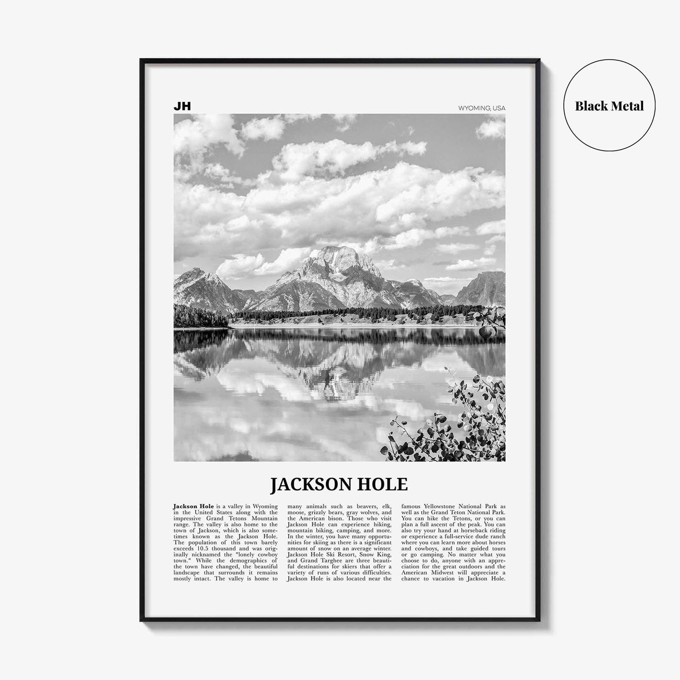 Jackson Hole Print Black and White, Jackson Hole Wall Art, Jackson Hole Poster, Jackson Hole Photo, Wyoming, USA, United States