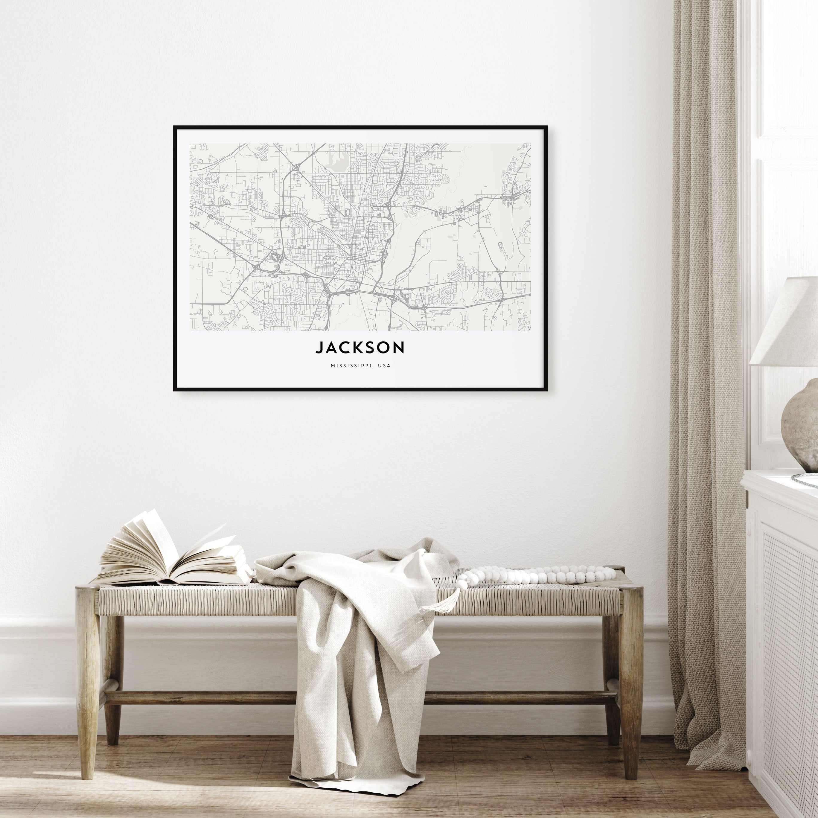 Jackson, Mississippi Map Landscape Poster