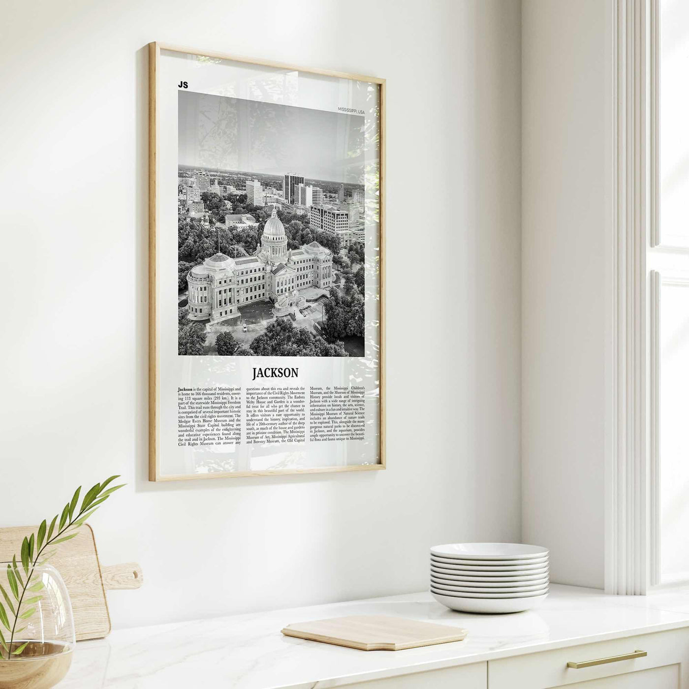 Jackson Print Black and White Mississippi No 1, Jackson Wall Art, Jackson Poster, Jackson Photo, Jackson Map, United States