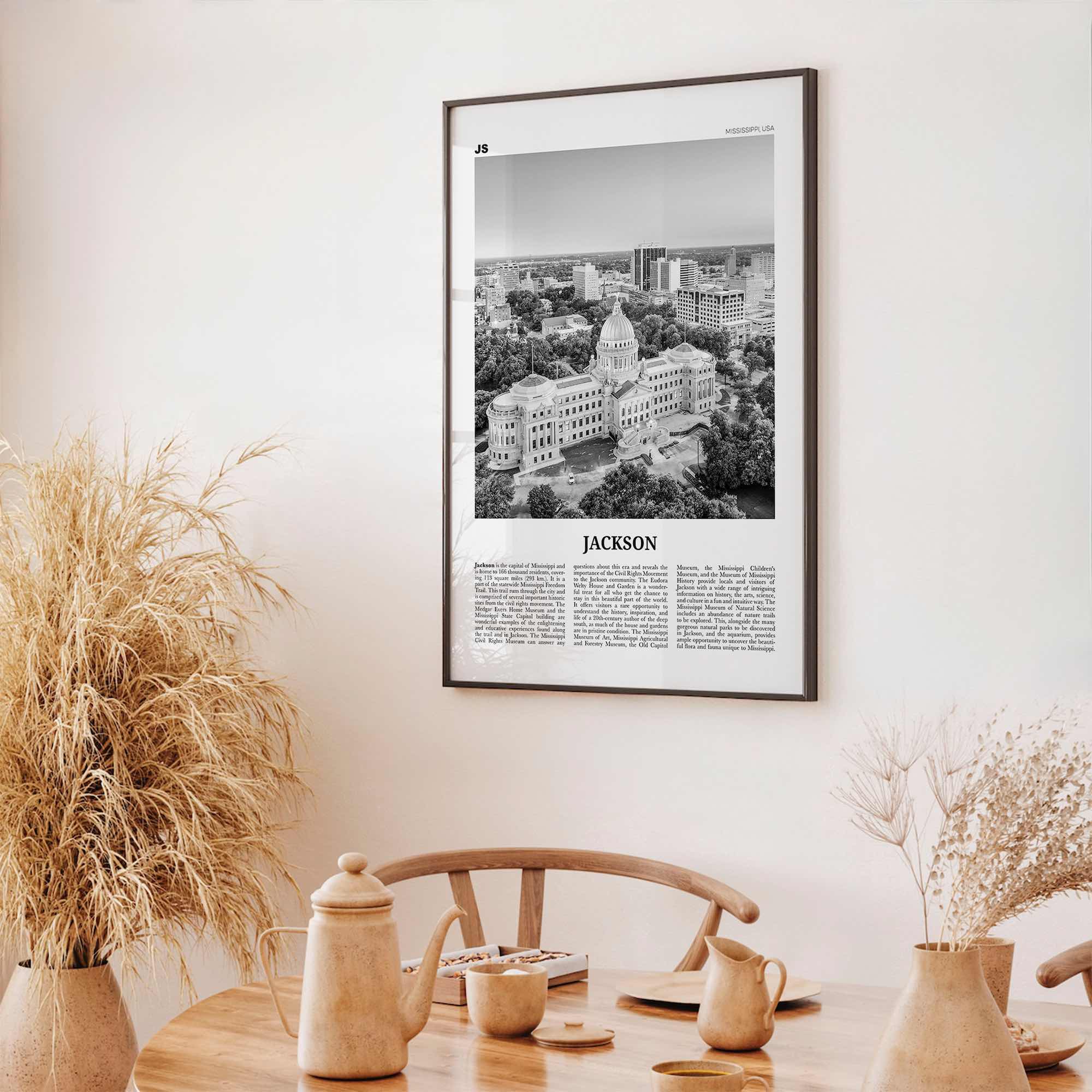 Jackson Print Black and White Mississippi No 1, Jackson Wall Art, Jackson Poster, Jackson Photo, Jackson Map, United States