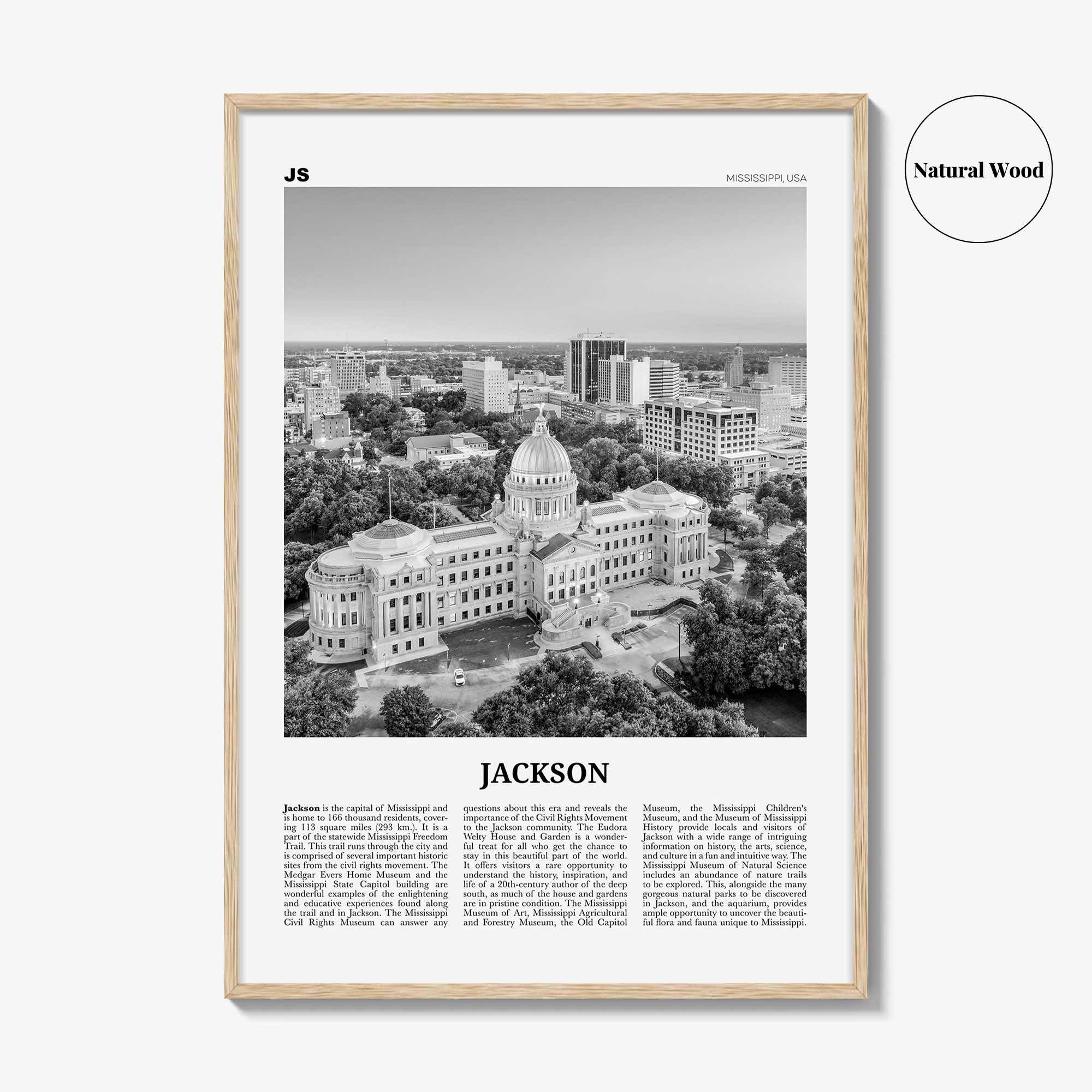 Jackson Print Black and White Mississippi No 1, Jackson Wall Art, Jackson Poster, Jackson Photo, Jackson Map, United States