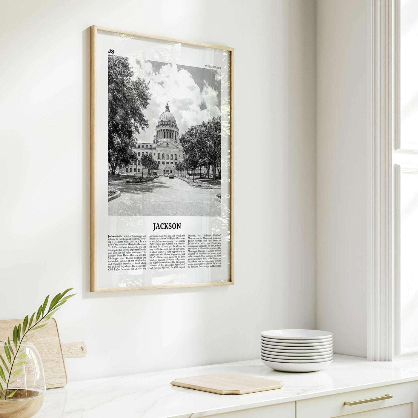 Jackson Print Black and White Mississippi No 2, Jackson Wall Art, Jackson Poster, Jackson Photo, Jackson Map, United States