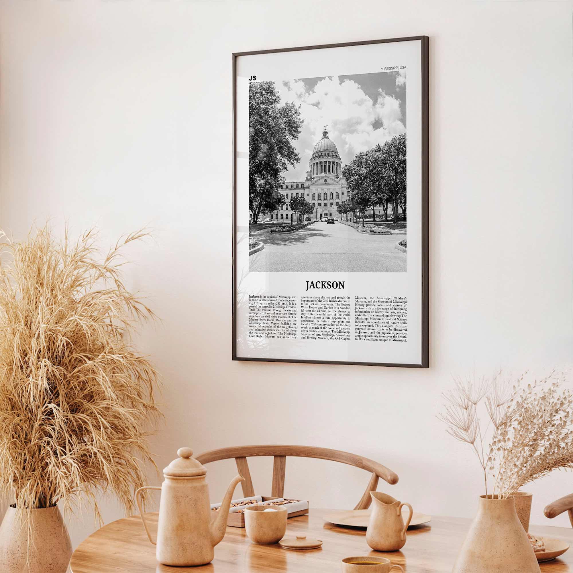 Jackson Print Black and White Mississippi No 2, Jackson Wall Art, Jackson Poster, Jackson Photo, Jackson Map, United States