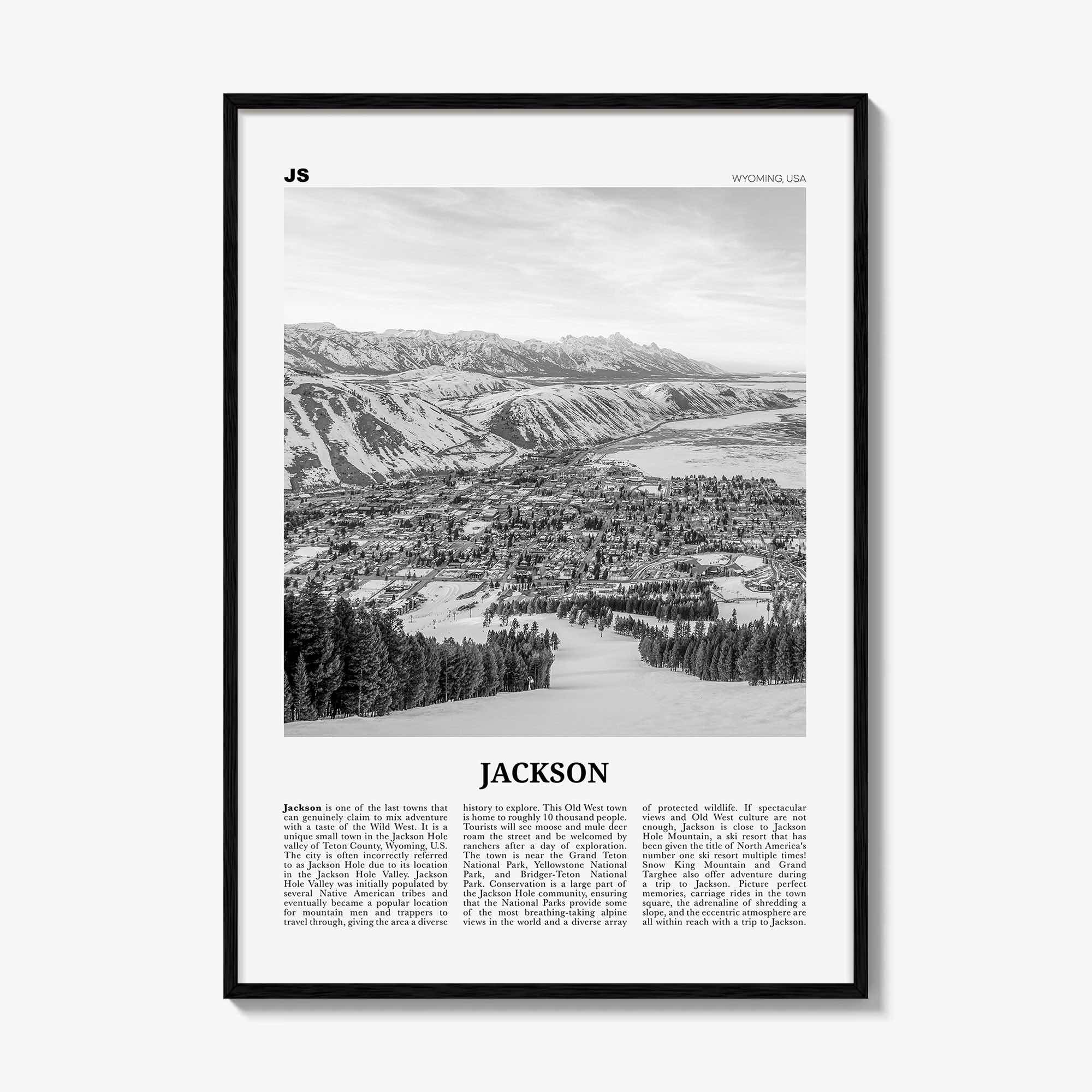 Jackson Print Black and White Wyoming, Jackson Wall Art, Jackson Poster, Jackson Photo, Jackson Map, United States