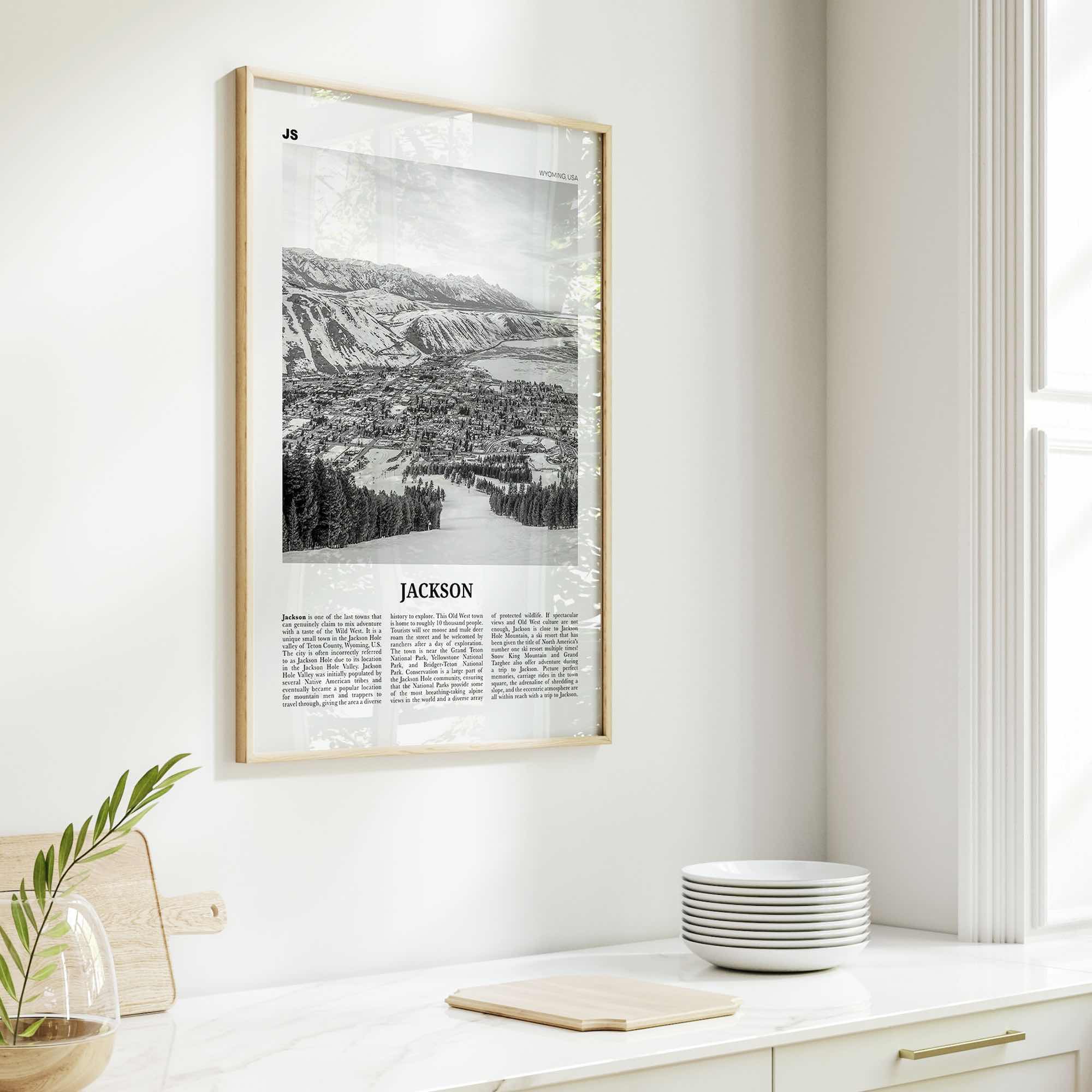 Jackson Print Black and White Wyoming, Jackson Wall Art, Jackson Poster, Jackson Photo, Jackson Map, United States