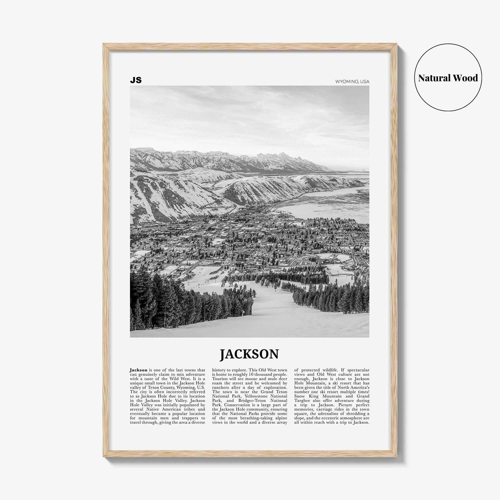 Jackson Print Black and White Wyoming, Jackson Wall Art, Jackson Poster, Jackson Photo, Jackson Map, United States