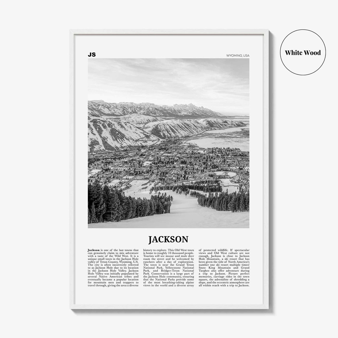 Jackson Print Black and White Wyoming, Jackson Wall Art, Jackson Poster, Jackson Photo, Jackson Map, United States