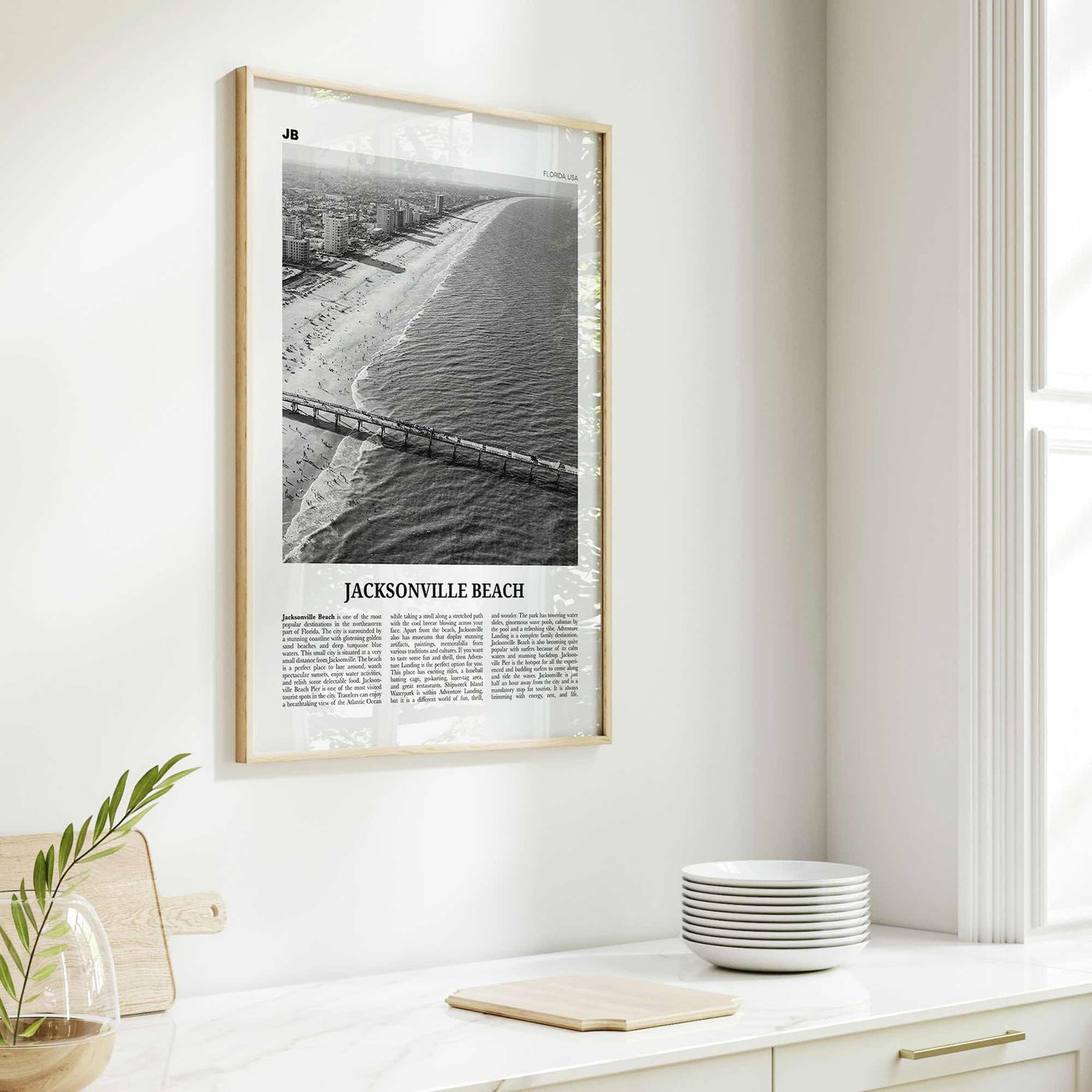 Jacksonville Beach Print Black and White, Jacksonville Beach Wall Art, Jacksonville Beach Poster, Jacksonville Beach Photo, Florida, USA