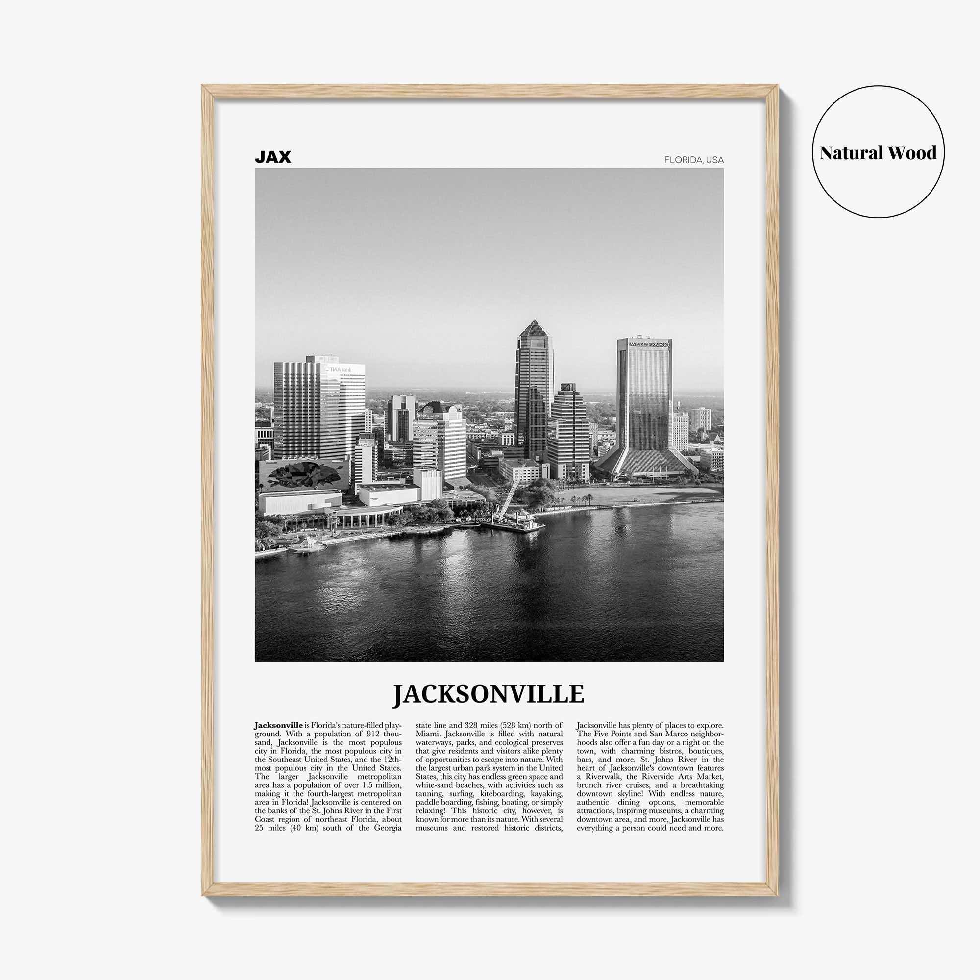Jacksonville Print Black and White No 1, Jacksonville Wall Art, Jacksonville Poster, North Carolina, USA, United States, North America