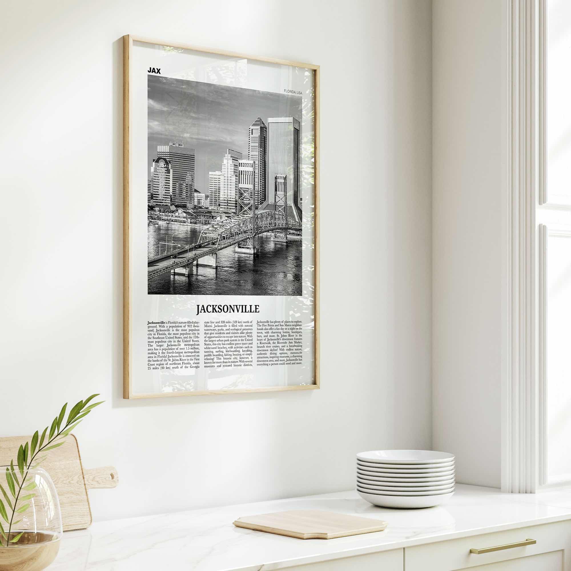 Jacksonville Print Black and White No 3, Jacksonville Wall Art, Jacksonville Poster, North Carolina, USA, United States, North America