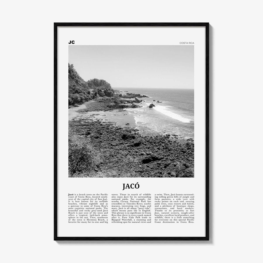 Jaco Print Black and White, Jaco Wall Art, Jaco Poster, Jaco Photo, Jaco Wall Décor, Jaco Map, Costa Rica