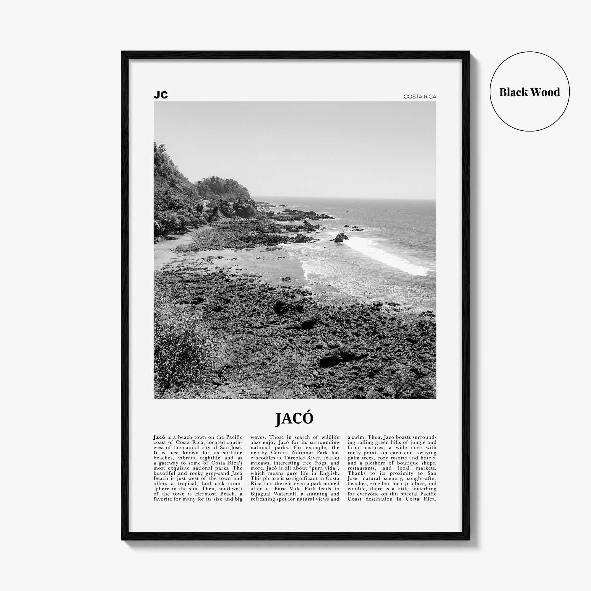 Jaco Print Black and White, Jaco Wall Art, Jaco Poster, Jaco Photo, Jaco Wall Décor, Jaco Map, Costa Rica