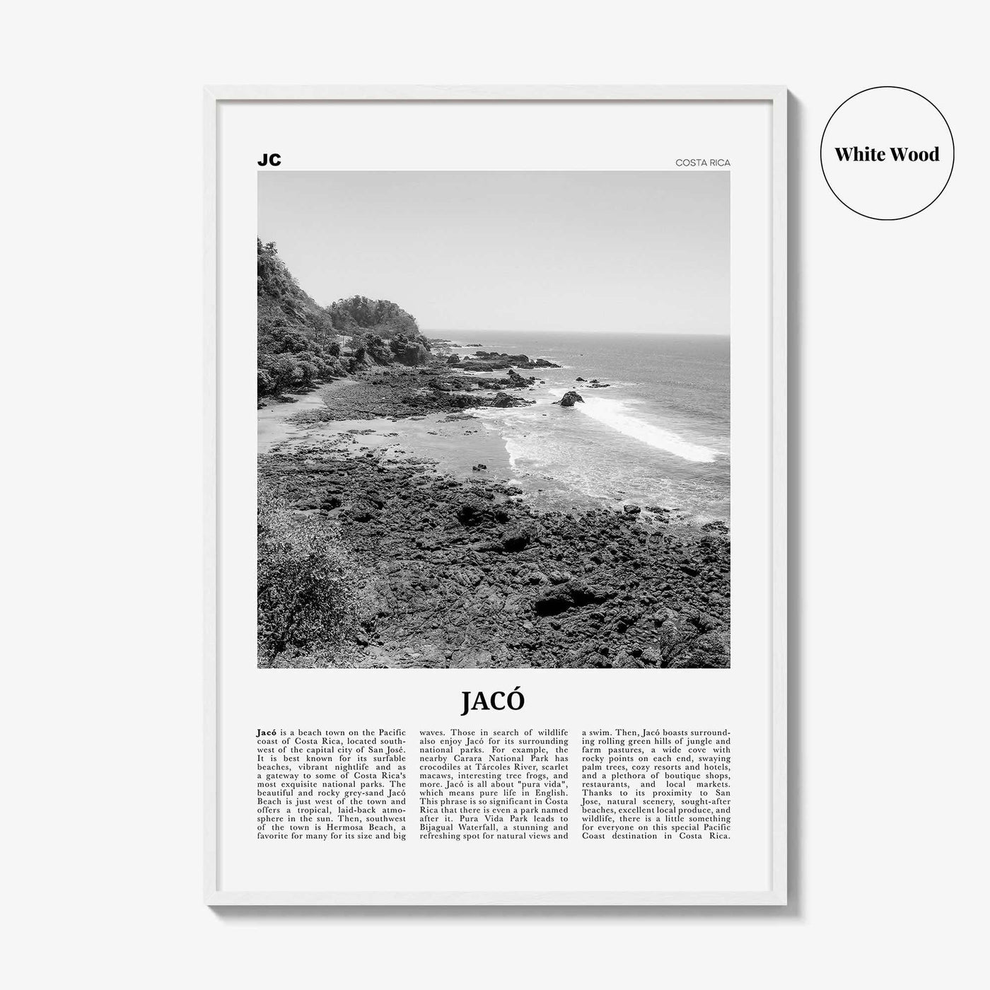 Jaco Print Black and White, Jaco Wall Art, Jaco Poster, Jaco Photo, Jaco Wall Décor, Jaco Map, Costa Rica