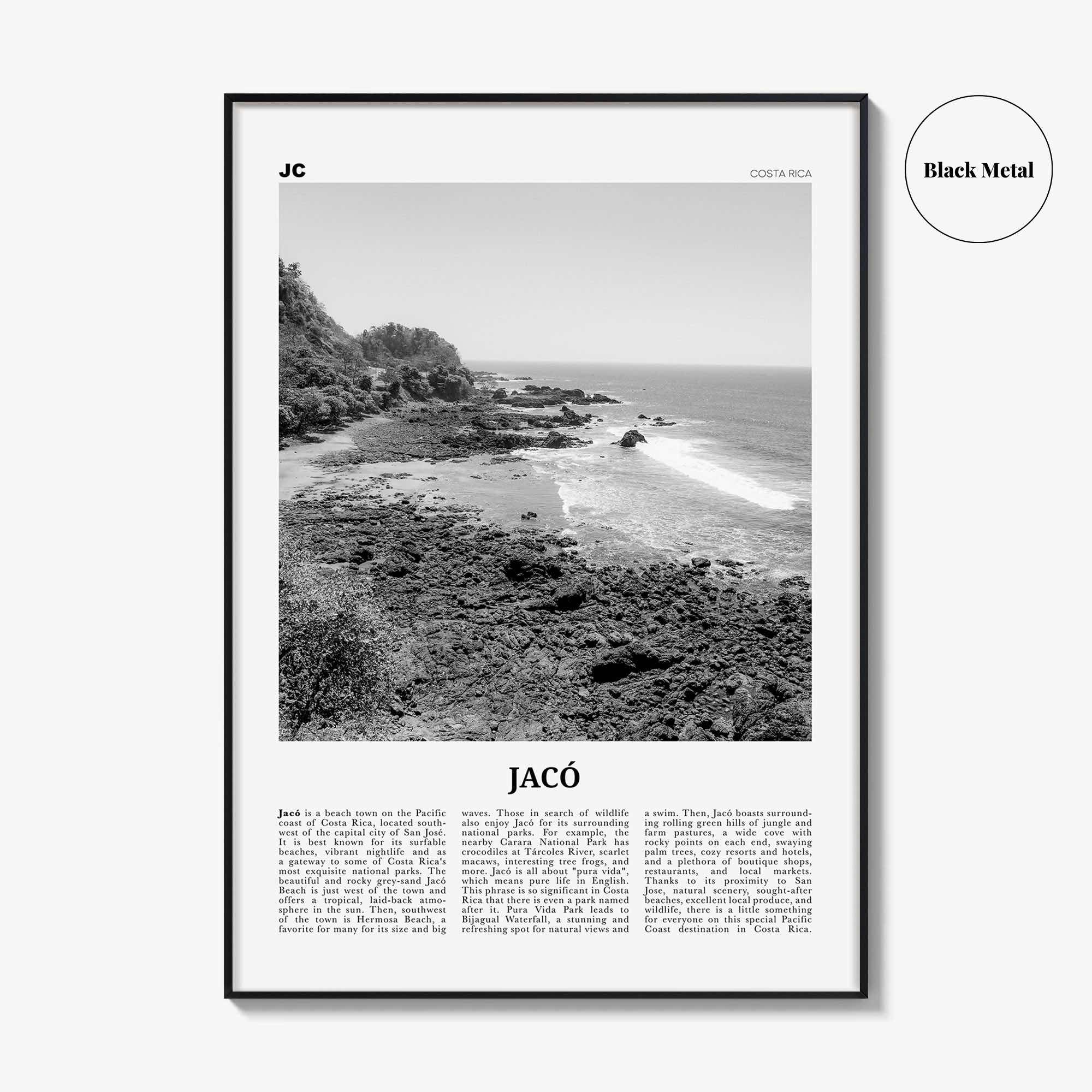 Jaco Print Black and White, Jaco Wall Art, Jaco Poster, Jaco Photo, Jaco Wall Décor, Jaco Map, Costa Rica