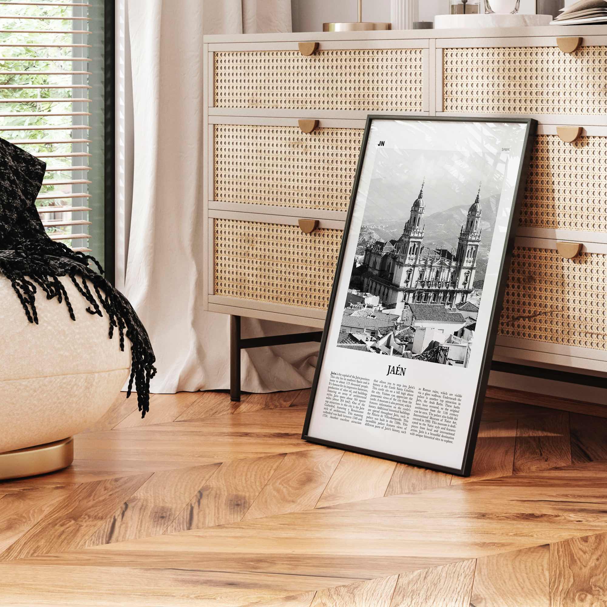 Jaen Print Black and White, Jaen Wall Art, Jaen Poster, Jaen Photo, Jaen Wall Décor, Jaen Map, Spain