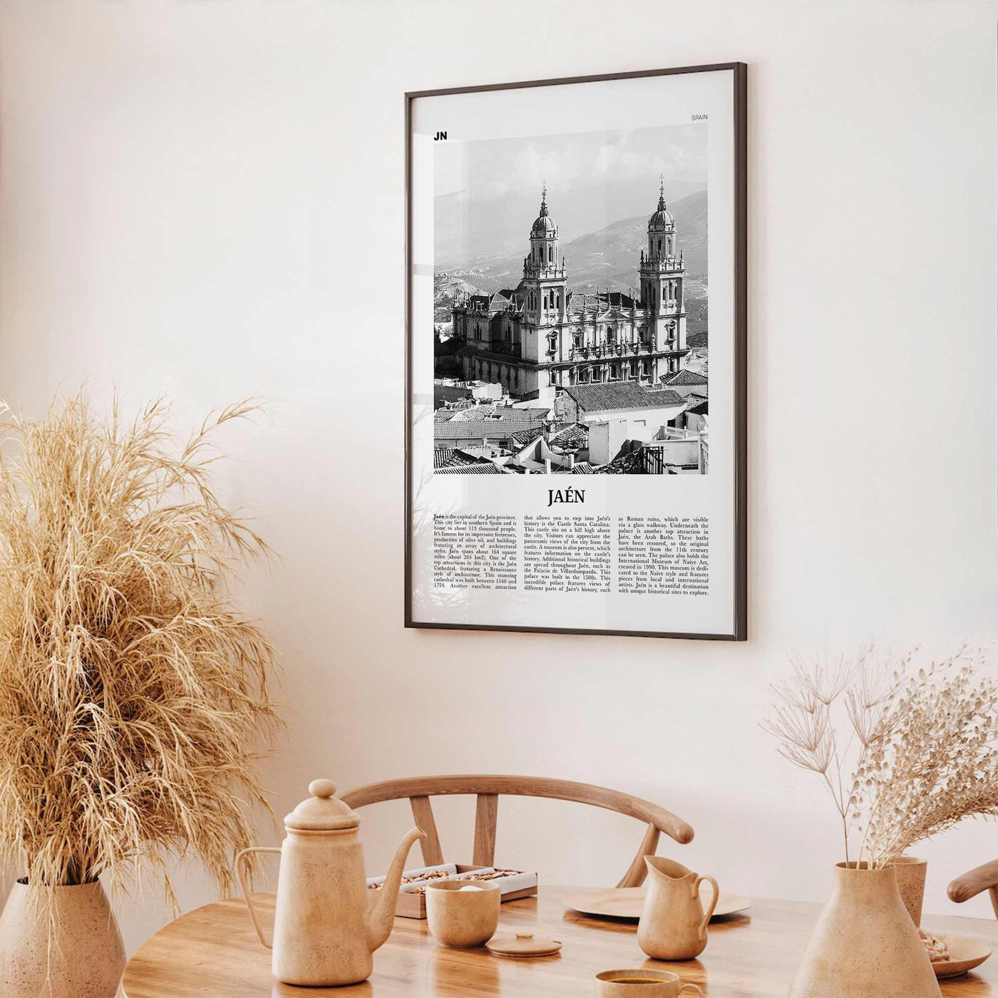 Jaen Print Black and White, Jaen Wall Art, Jaen Poster, Jaen Photo, Jaen Wall Décor, Jaen Map, Spain