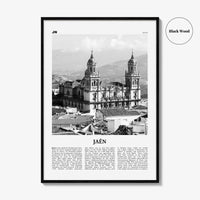 Jaen Print Black and White, Jaen Wall Art, Jaen Poster, Jaen Photo, Jaen Wall Décor, Jaen Map, Spain