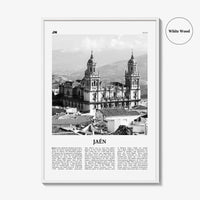 Jaen Print Black and White, Jaen Wall Art, Jaen Poster, Jaen Photo, Jaen Wall Décor, Jaen Map, Spain