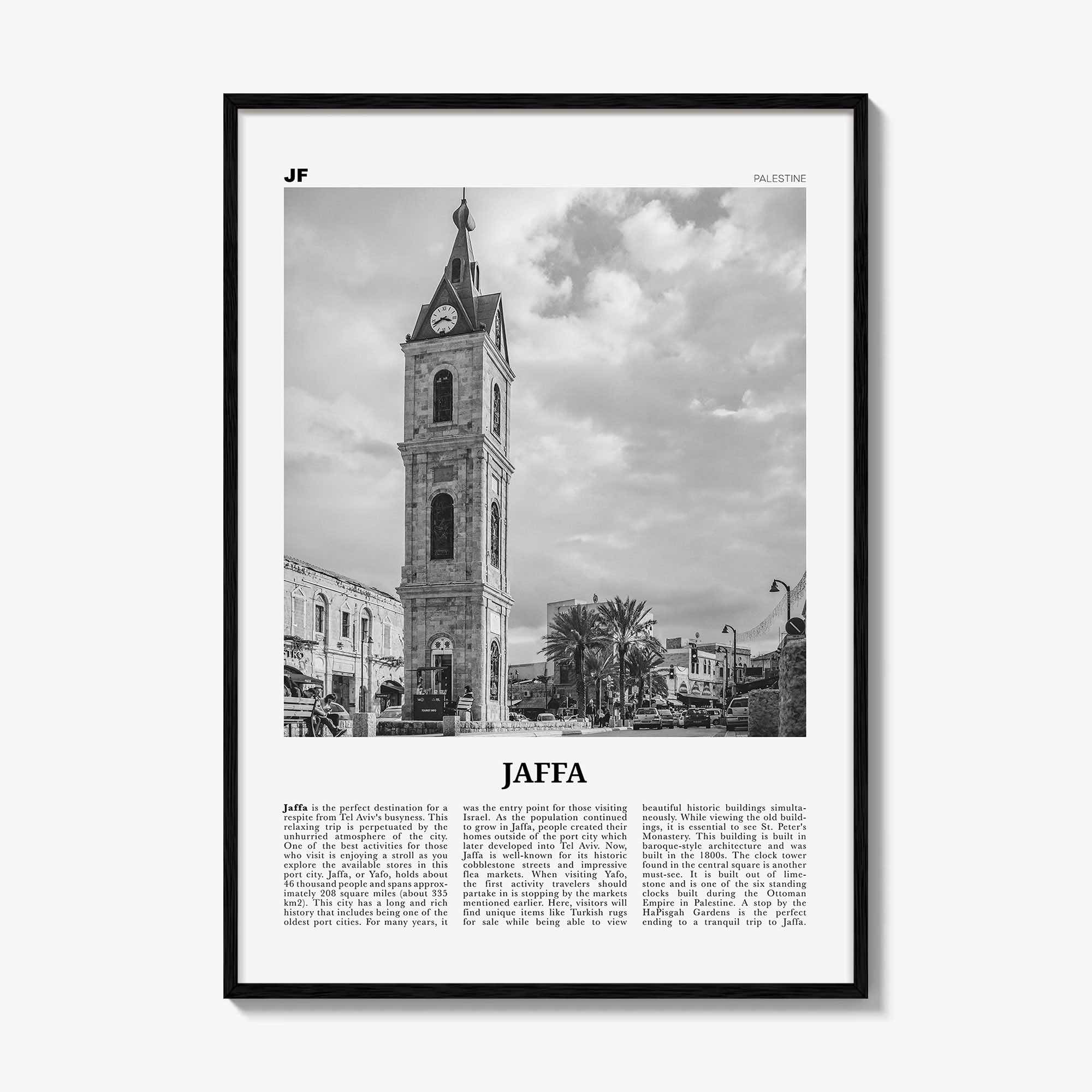 Jaffa Print Black and White, Jaffa Wall Art, Jaffa Poster, Jaffa Photo, Jaffa Wall Décor, Jaffa Map, Palestine