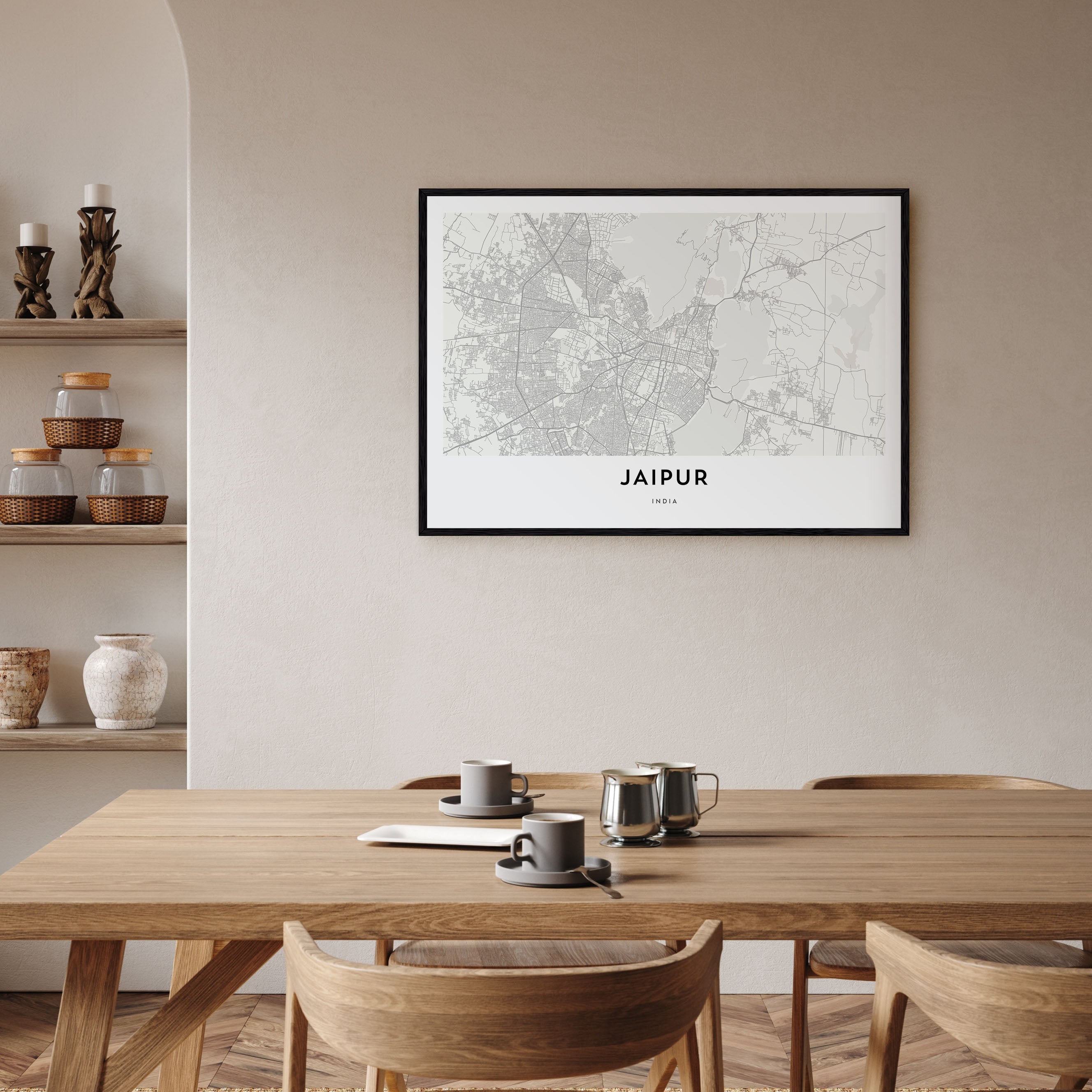Jaipur Map Landscape Poster